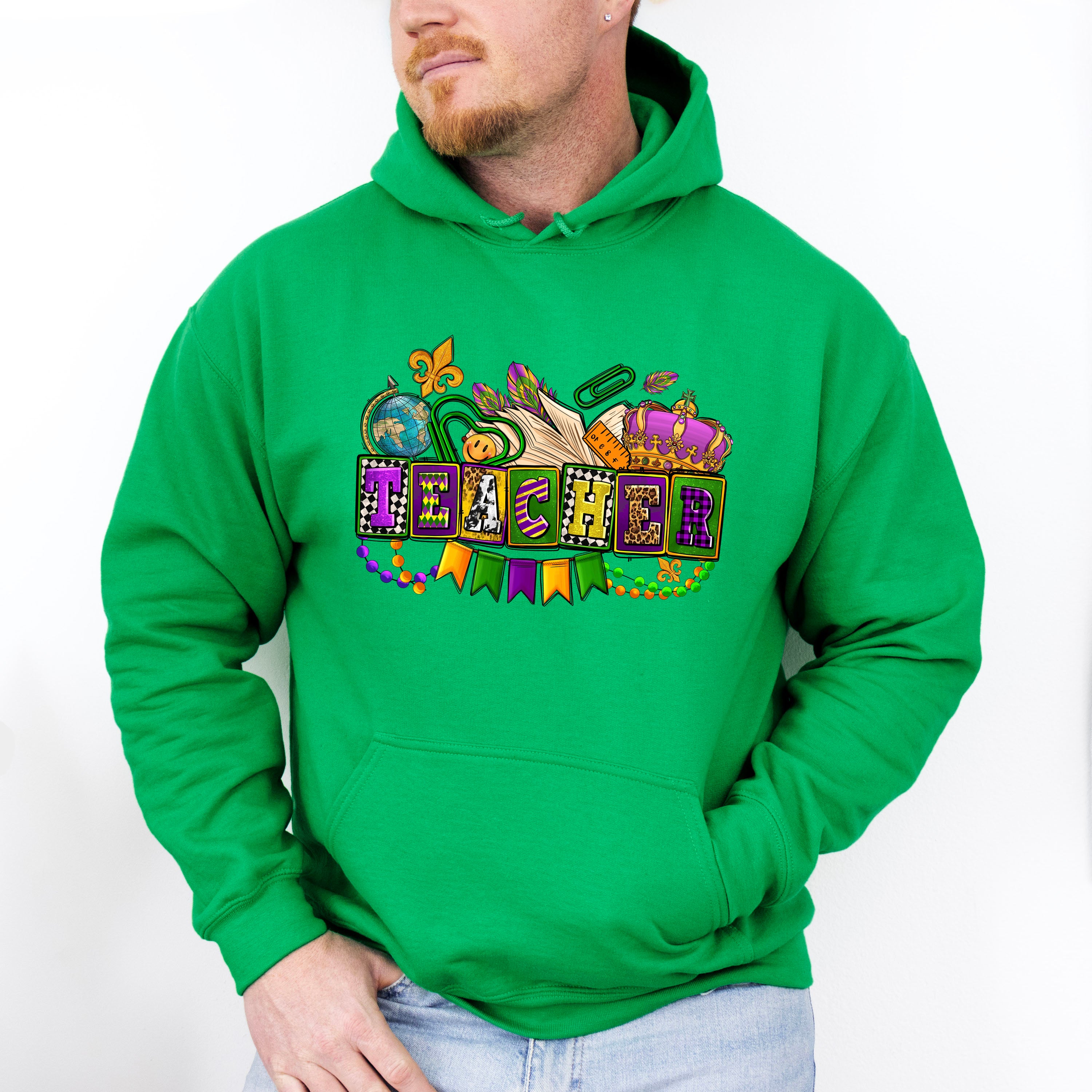 Teacher Mardi Gras Design - Mardi Gras Unisex Crewneck T-Shirt Sweatshirt Hoodie