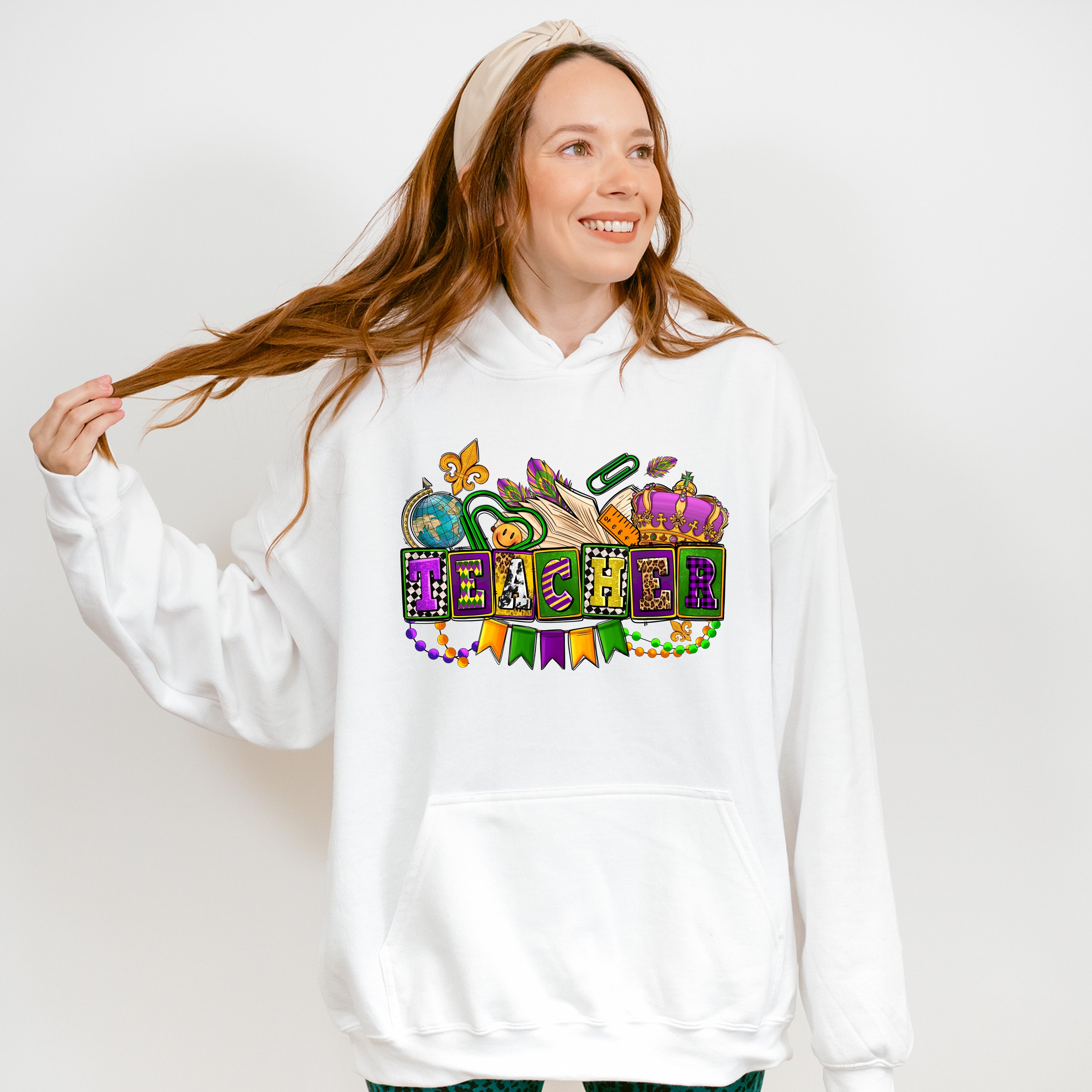 Teacher Mardi Gras Design - Mardi Gras Unisex Crewneck T-Shirt Sweatshirt Hoodie