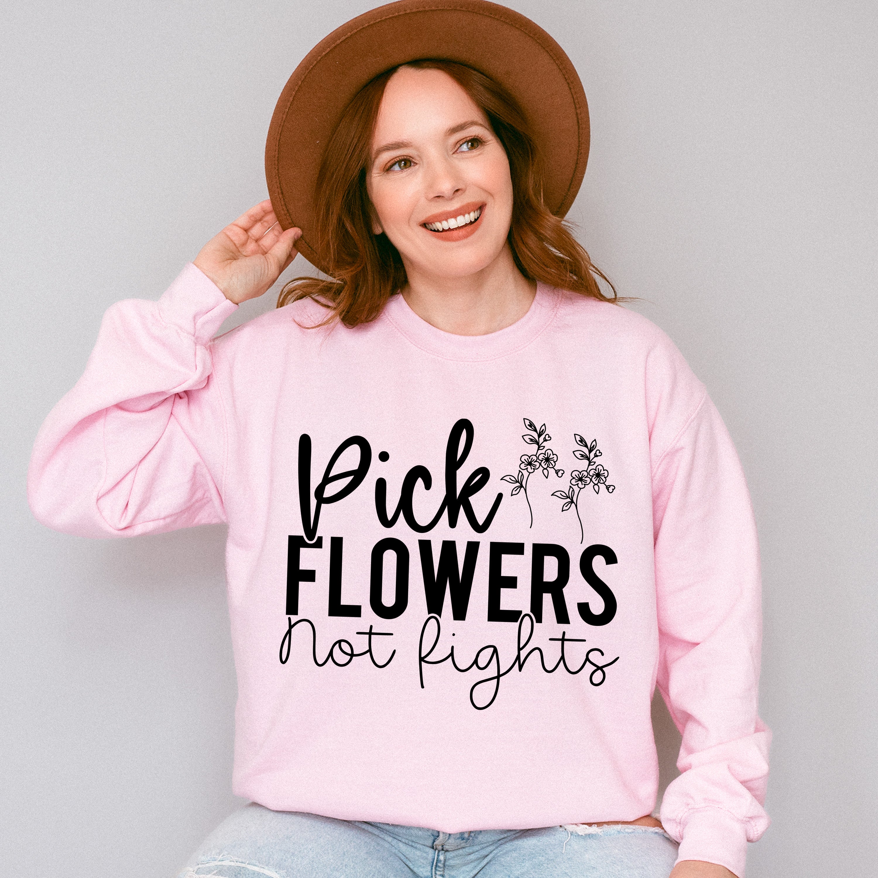 Pick Flowers Not Fights - Anti Bullying Unisex Crewneck T-Shirt Sweatshirt Hoodie