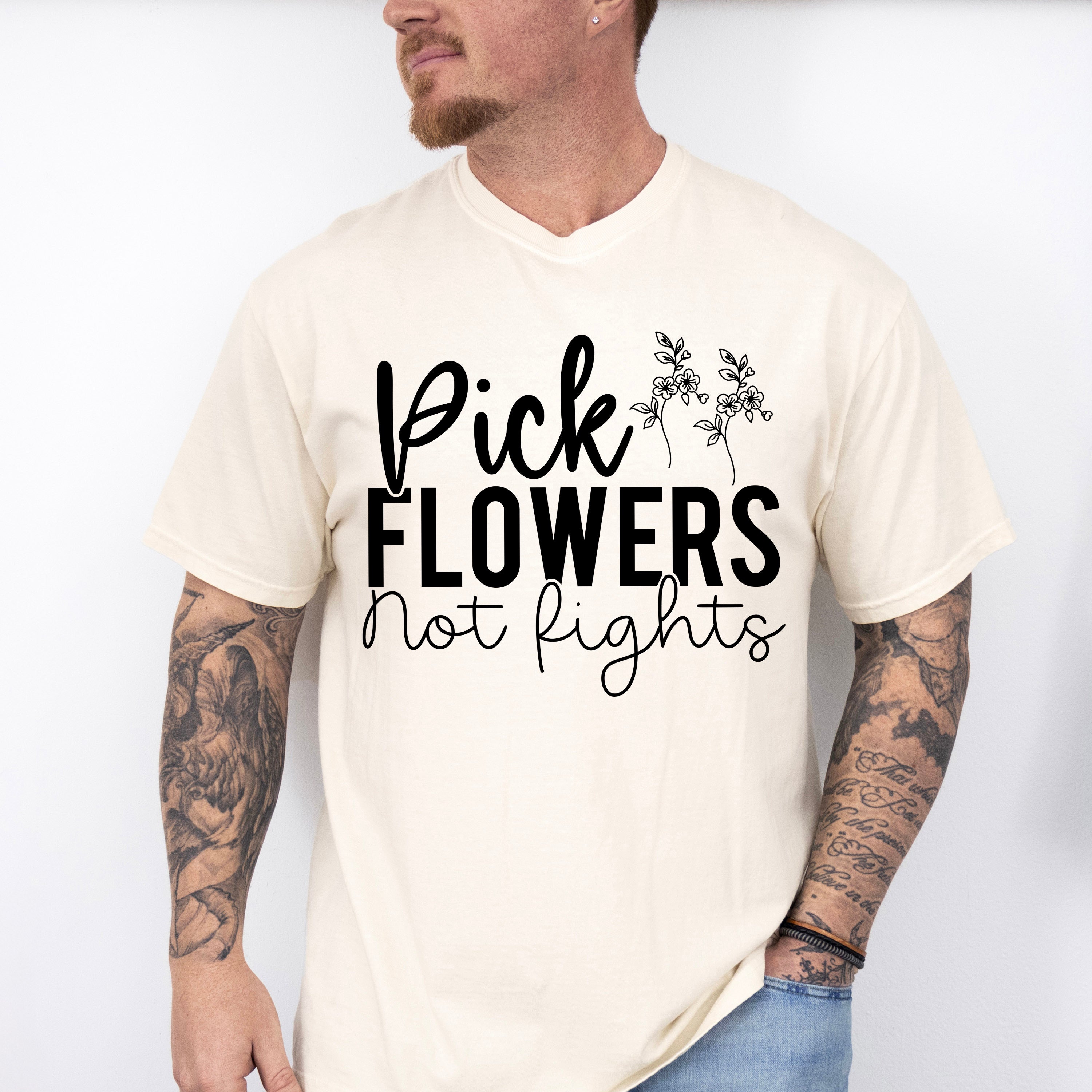 Pick Flowers Not Fights - Anti Bullying Unisex Crewneck T-Shirt Sweatshirt Hoodie