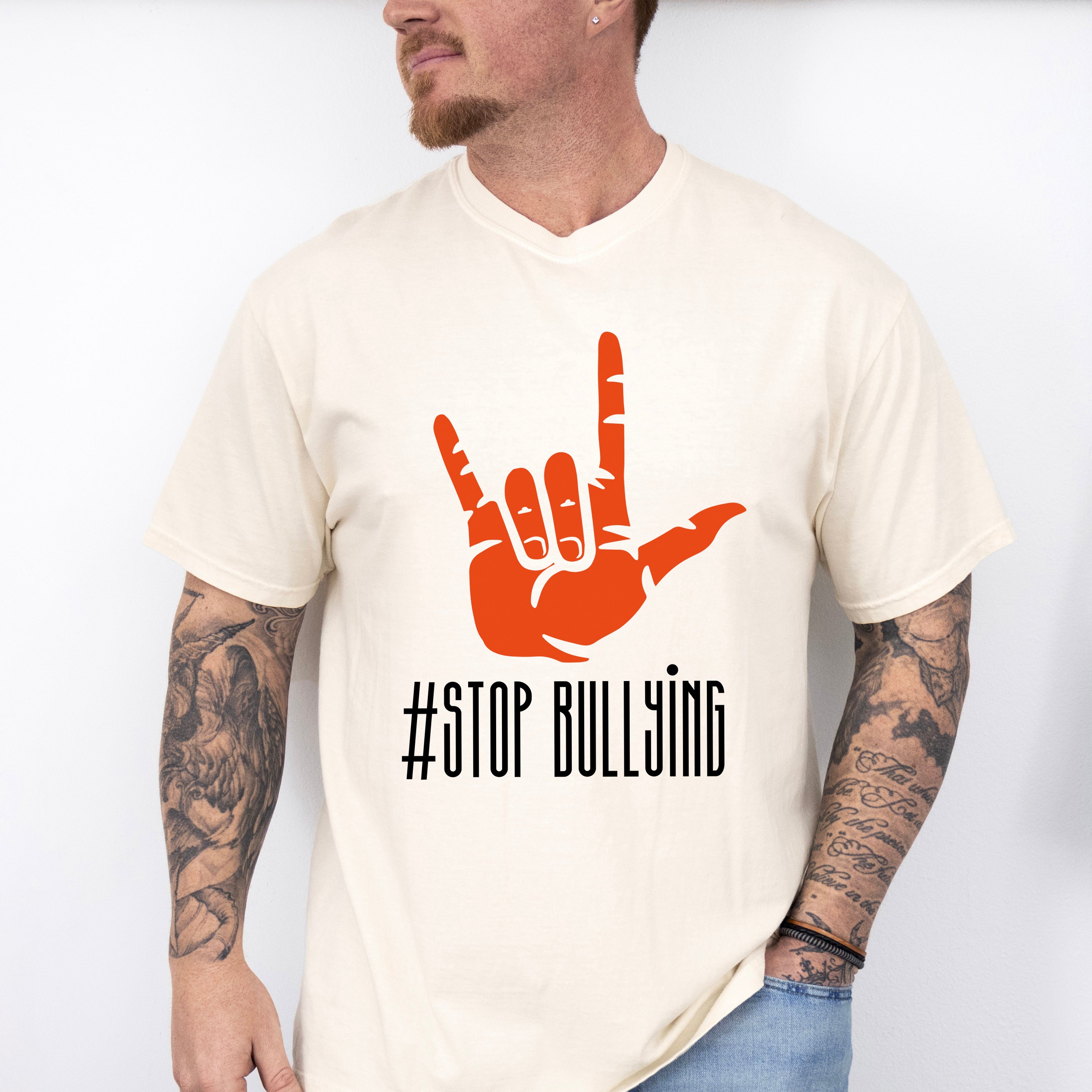 Stop Bullying Hand Design - Anti Bullying Unisex Crewneck T-Shirt Sweatshirt Hoodie