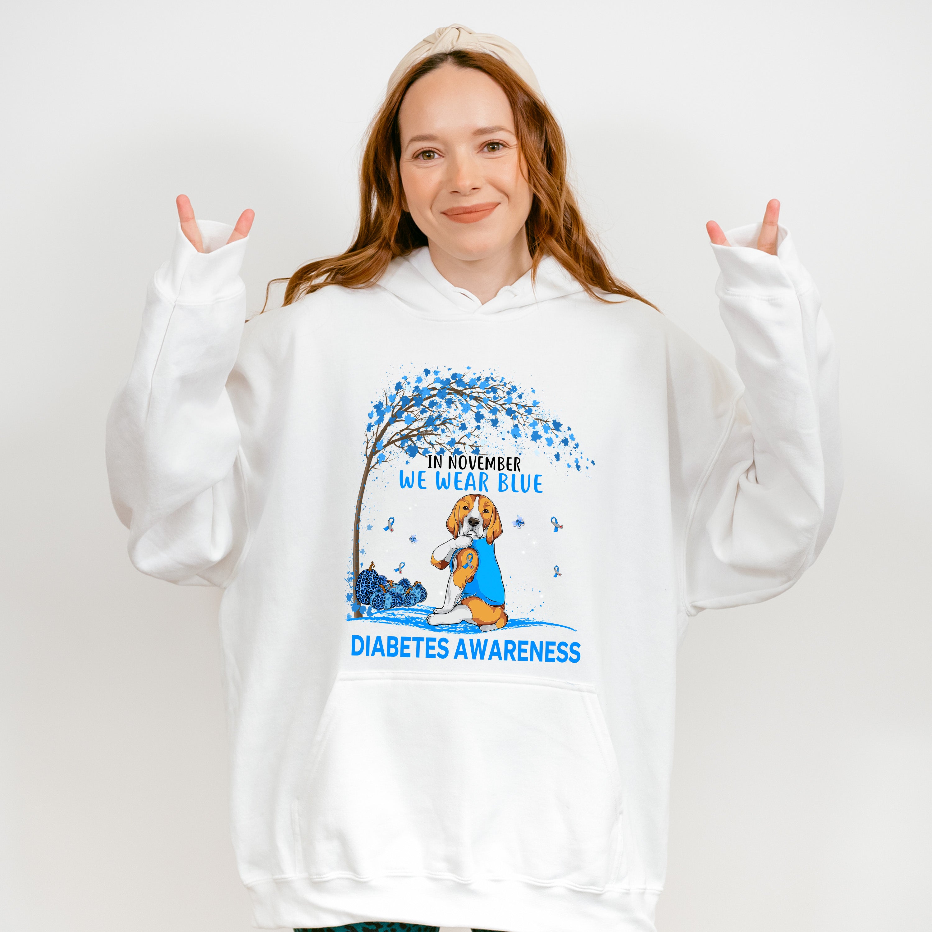 In November We Wear Blue Dog Design - Diabetes Unisex Crewneck T-Shirt Sweatshirt Hoodie