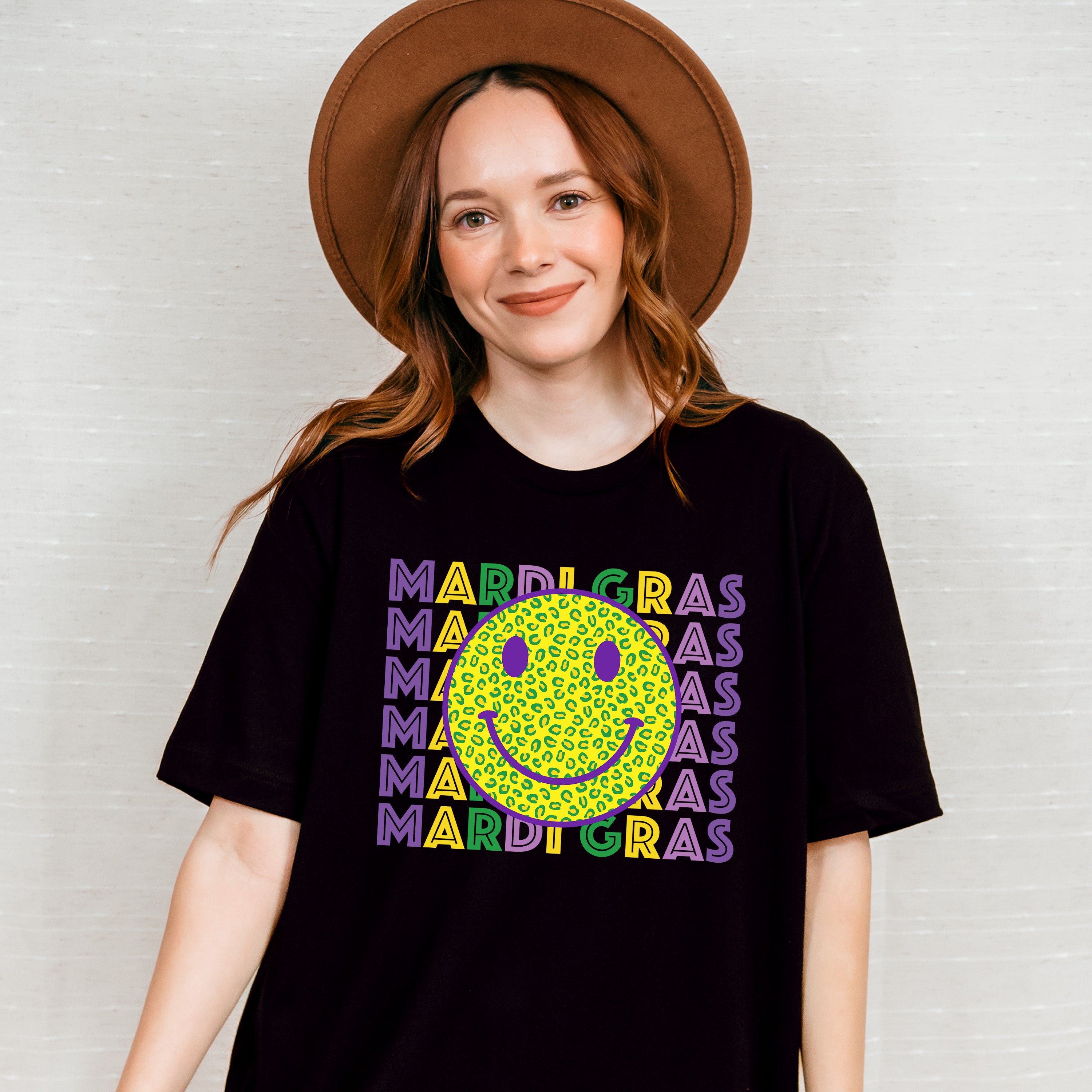 Mardi Gras Smile Face Design - Mardi Gras Unisex Crewneck T-Shirt Sweatshirt Hoodie