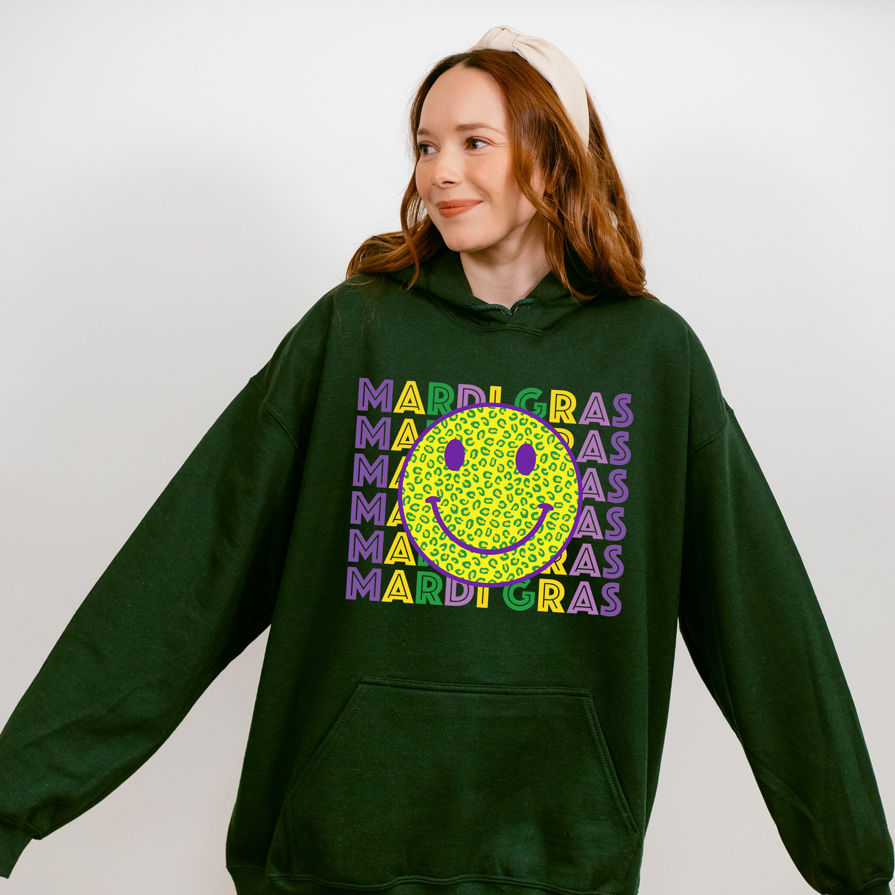 Mardi Gras Smile Face Design - Mardi Gras Unisex Crewneck T-Shirt Sweatshirt Hoodie