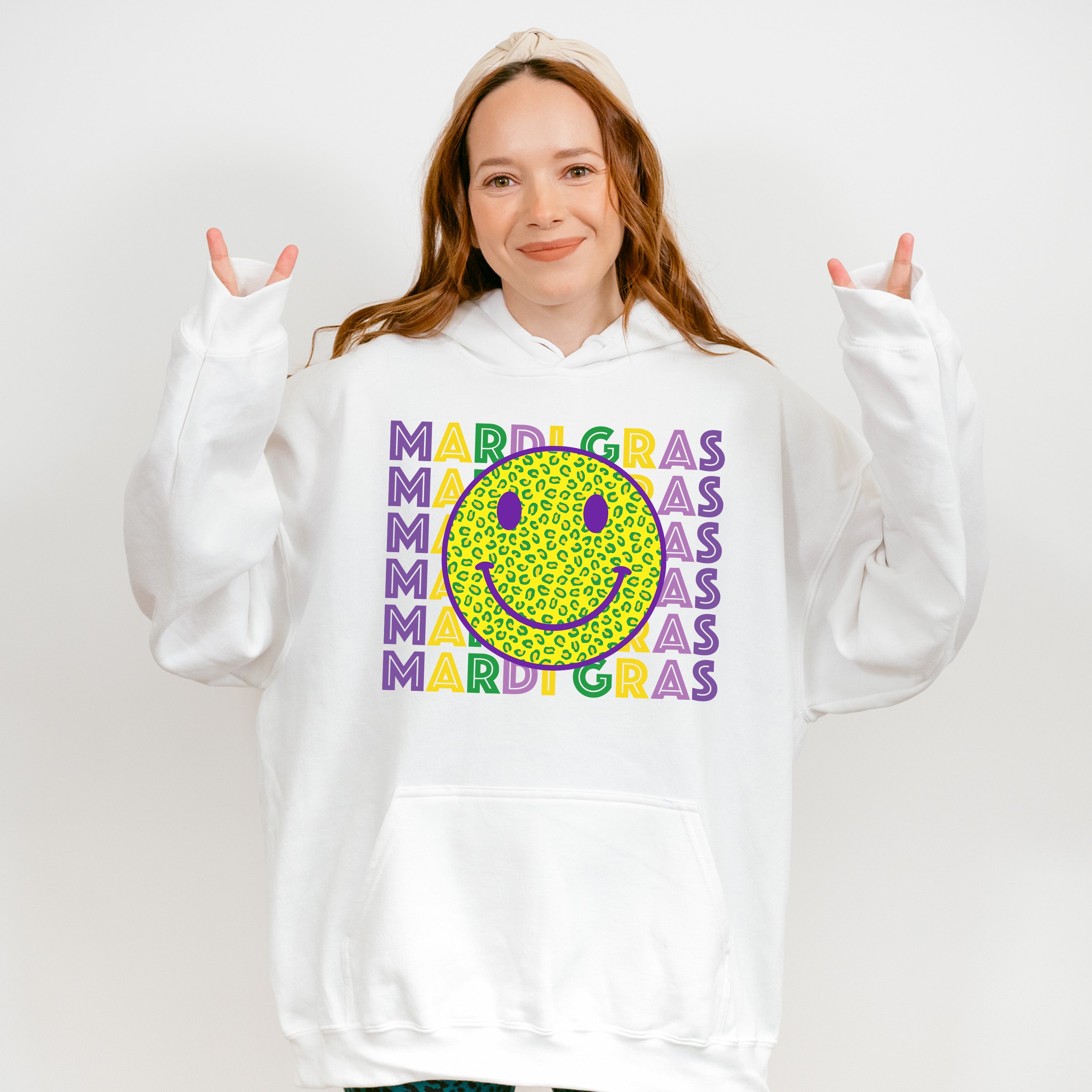 Mardi Gras Smile Face Design - Mardi Gras Unisex Crewneck T-Shirt Sweatshirt Hoodie