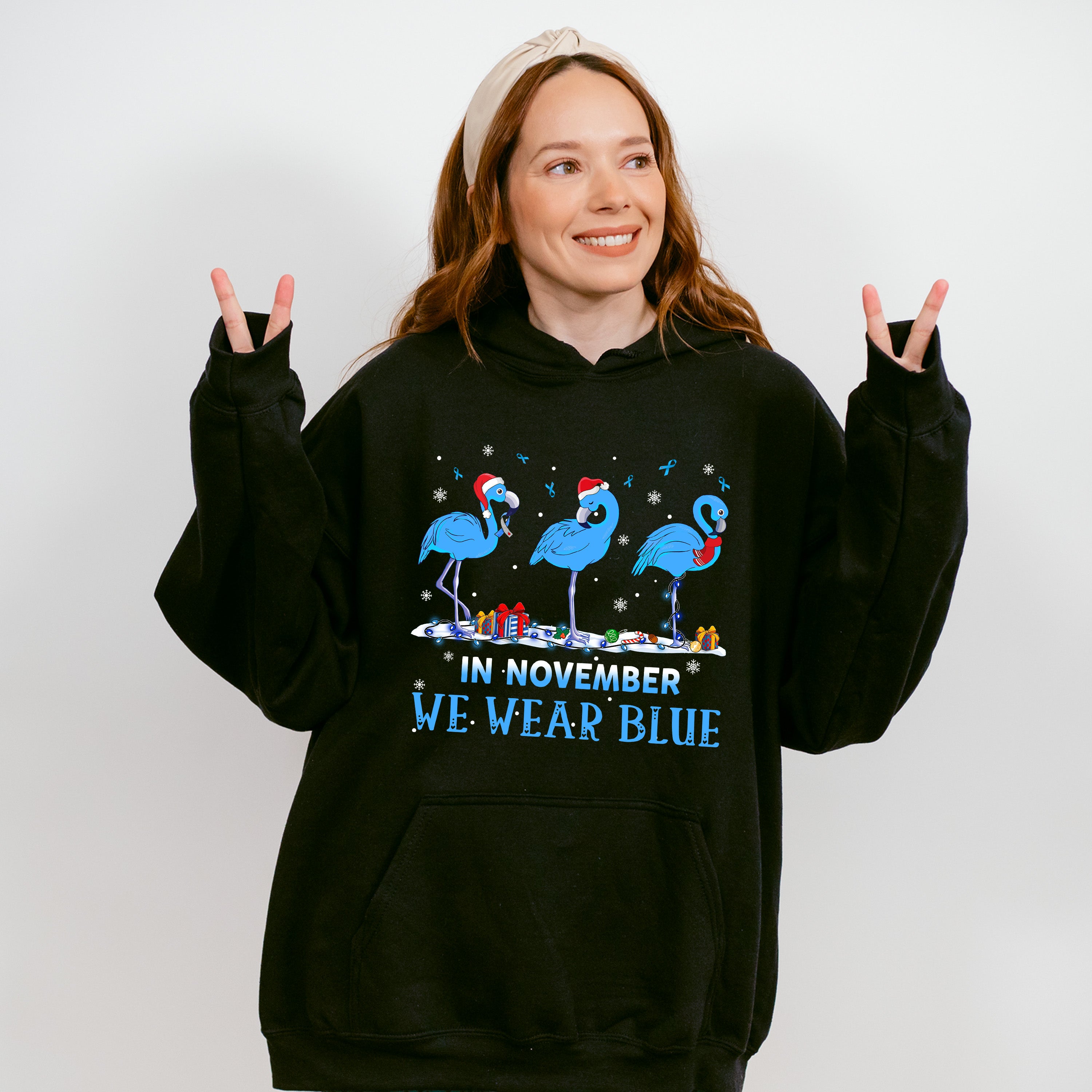In November We Wear Blue Flamingo - Diabetes Unisex Crewneck T-Shirt Sweatshirt Hoodie