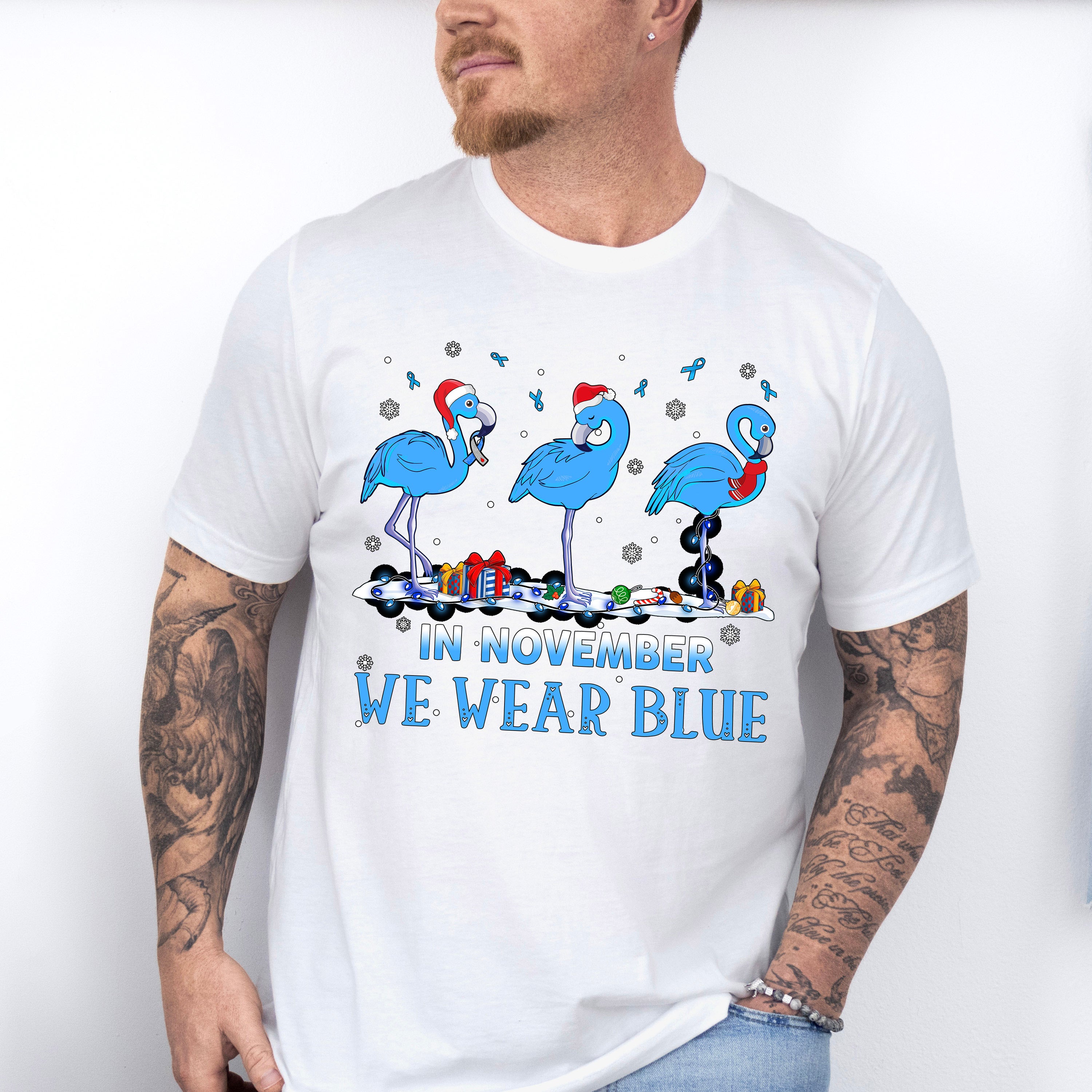 In November We Wear Blue Flamingo - Diabetes Unisex Crewneck T-Shirt Sweatshirt Hoodie
