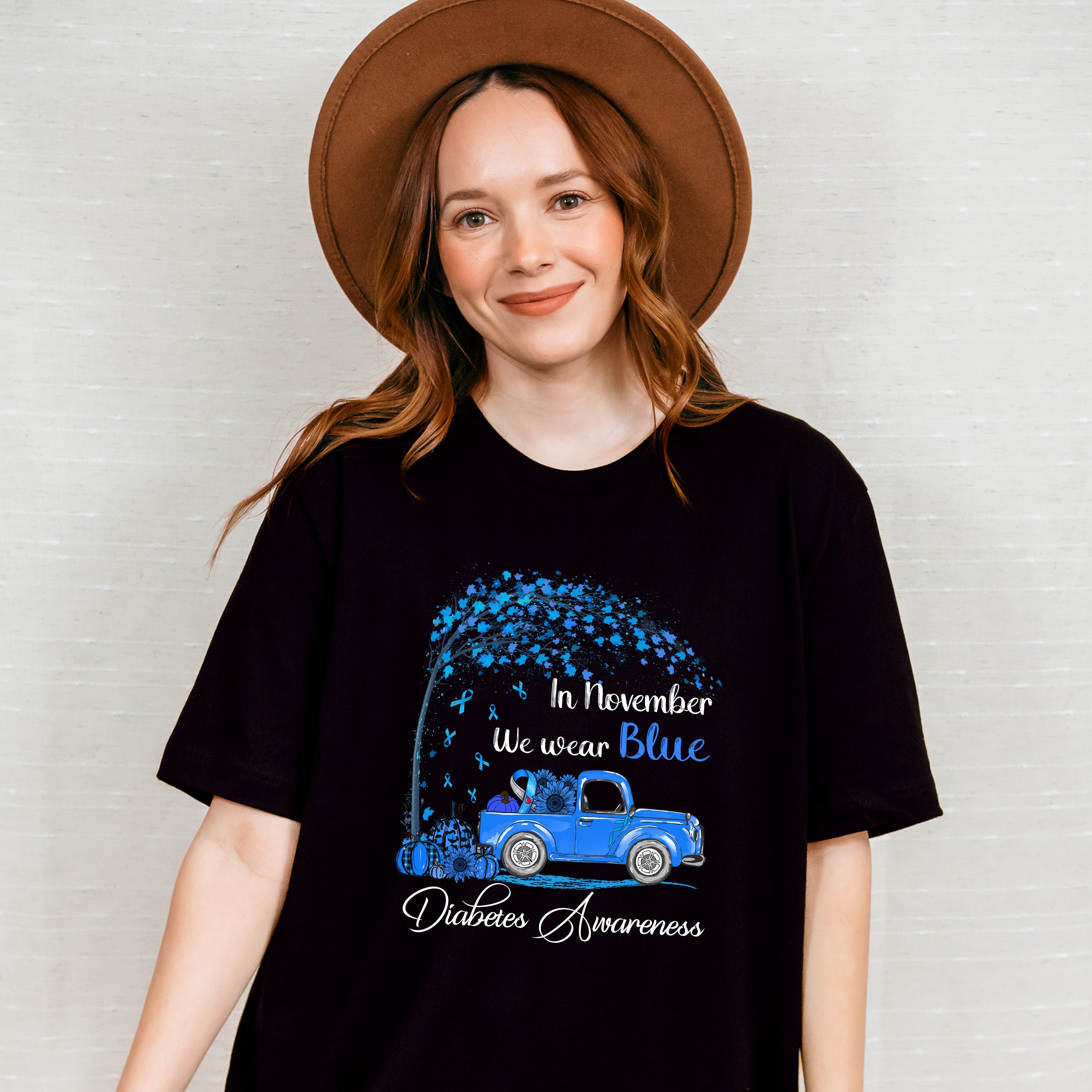 November We Wear Blue Car Design - Diabetes Unisex Crewneck T-Shirt Sweatshirt Hoodie