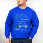 November We Wear Blue Car Design - Diabetes Unisex Crewneck T-Shirt Sweatshirt Hoodie