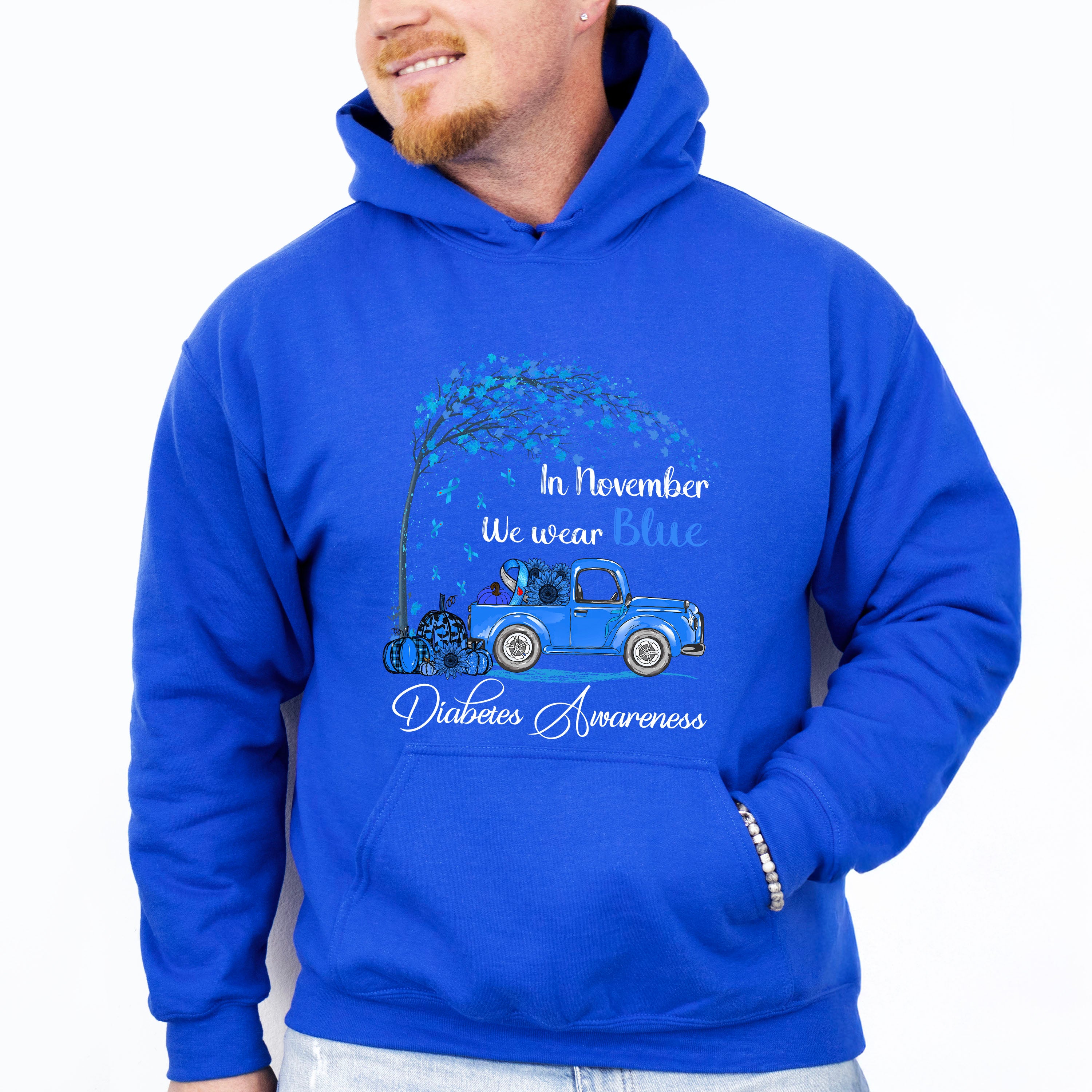 November We Wear Blue Car Design - Diabetes Unisex Crewneck T-Shirt Sweatshirt Hoodie