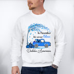 November We Wear Blue Car Design - Diabetes Unisex Crewneck T-Shirt Sweatshirt Hoodie