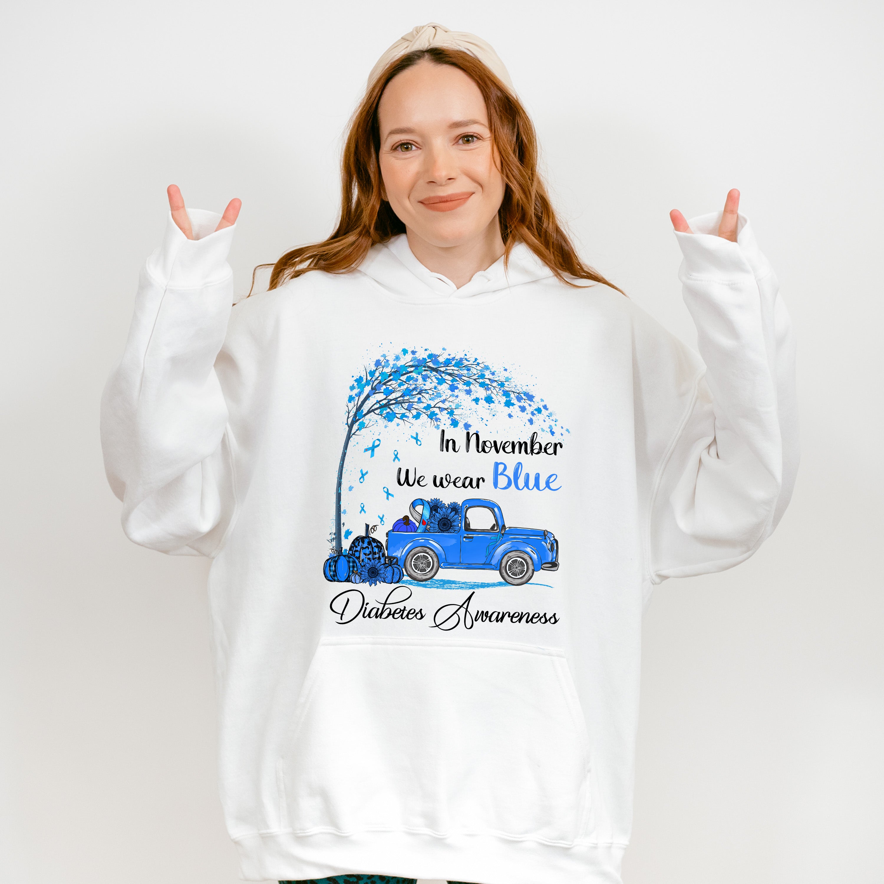 November We Wear Blue Car Design - Diabetes Unisex Crewneck T-Shirt Sweatshirt Hoodie