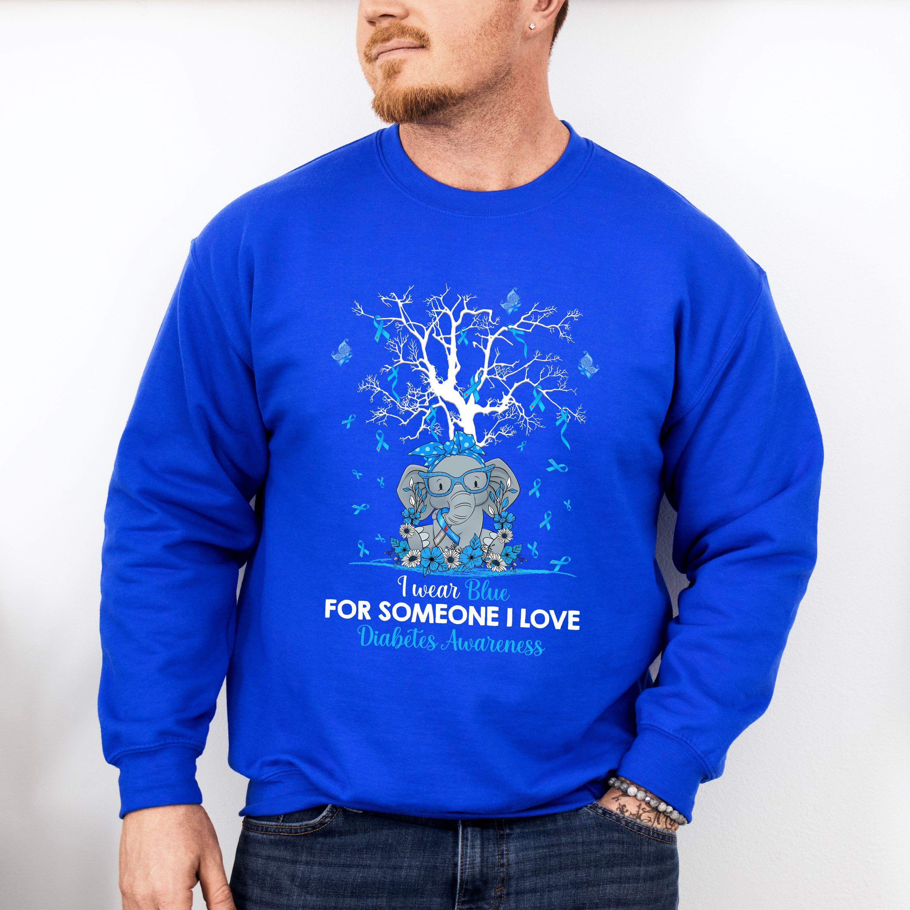 I Wear Blue For Someone I Love - Diabetes Unisex Crewneck T-Shirt Sweatshirt Hoodie