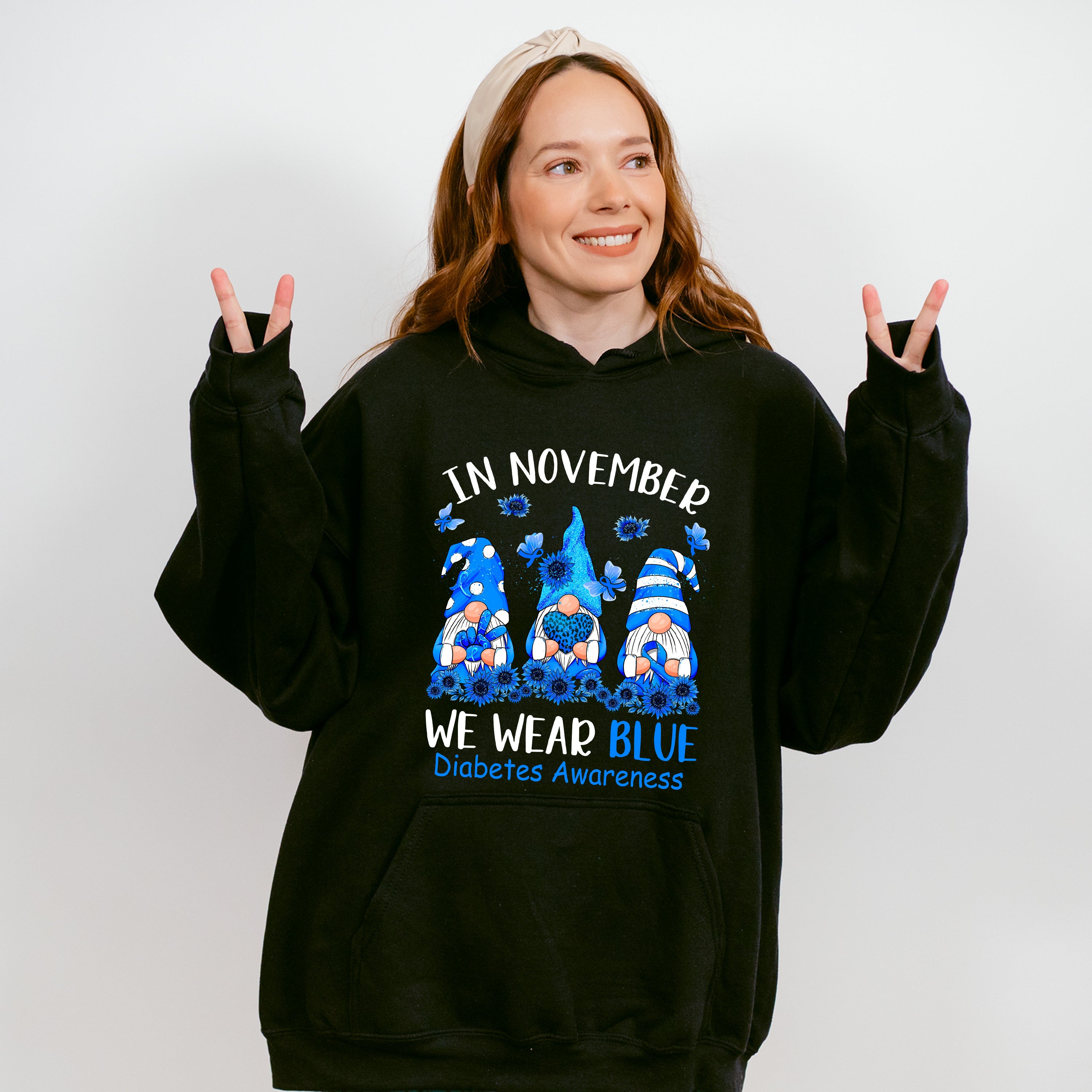 In November We Wear Blue Gnomes - Diabetes Unisex Crewneck T-Shirt Sweatshirt Hoodie