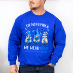 In November We Wear Blue Gnomes - Diabetes Unisex Crewneck T-Shirt Sweatshirt Hoodie