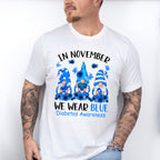 In November We Wear Blue Gnomes - Diabetes Unisex Crewneck T-Shirt Sweatshirt Hoodie