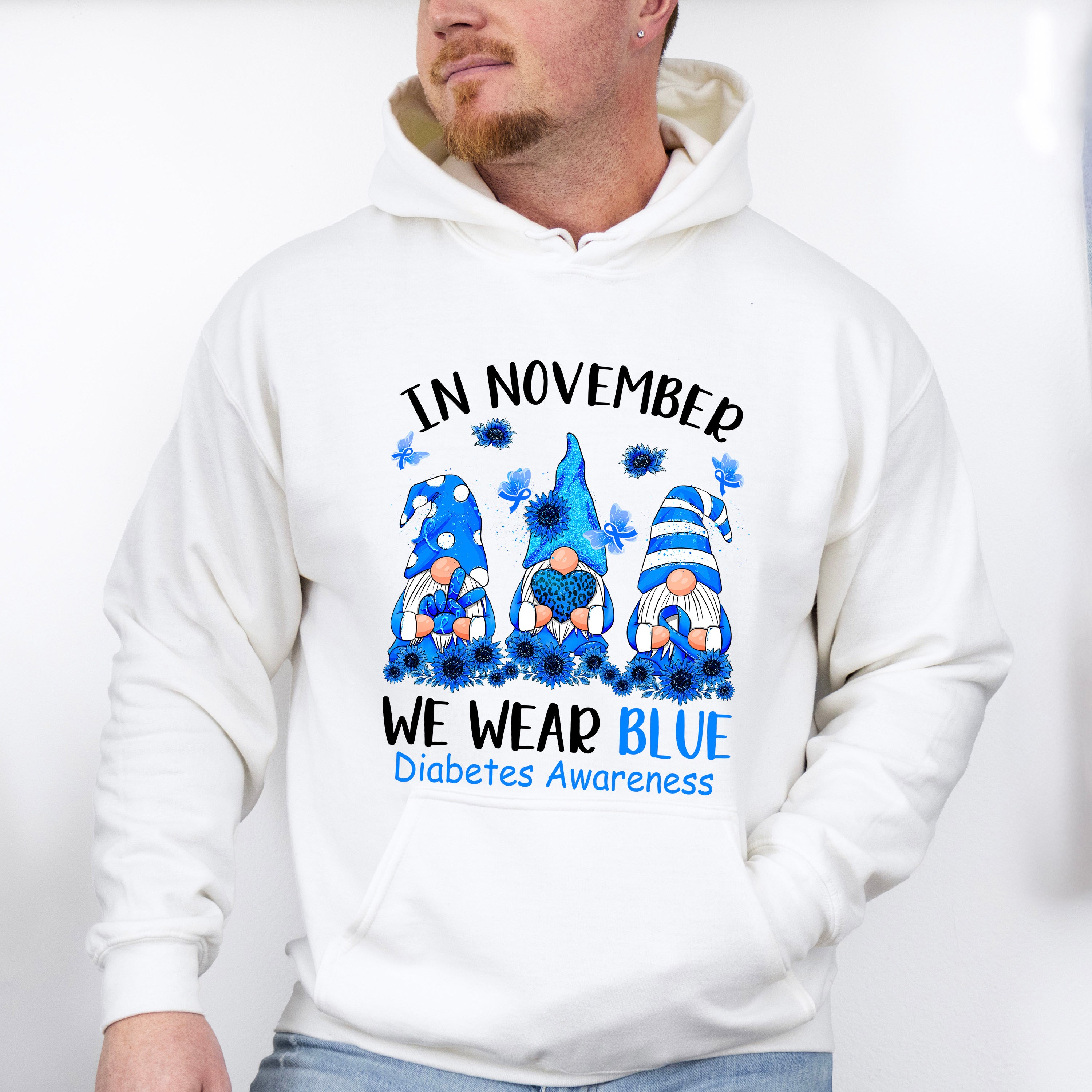 In November We Wear Blue Gnomes - Diabetes Unisex Crewneck T-Shirt Sweatshirt Hoodie