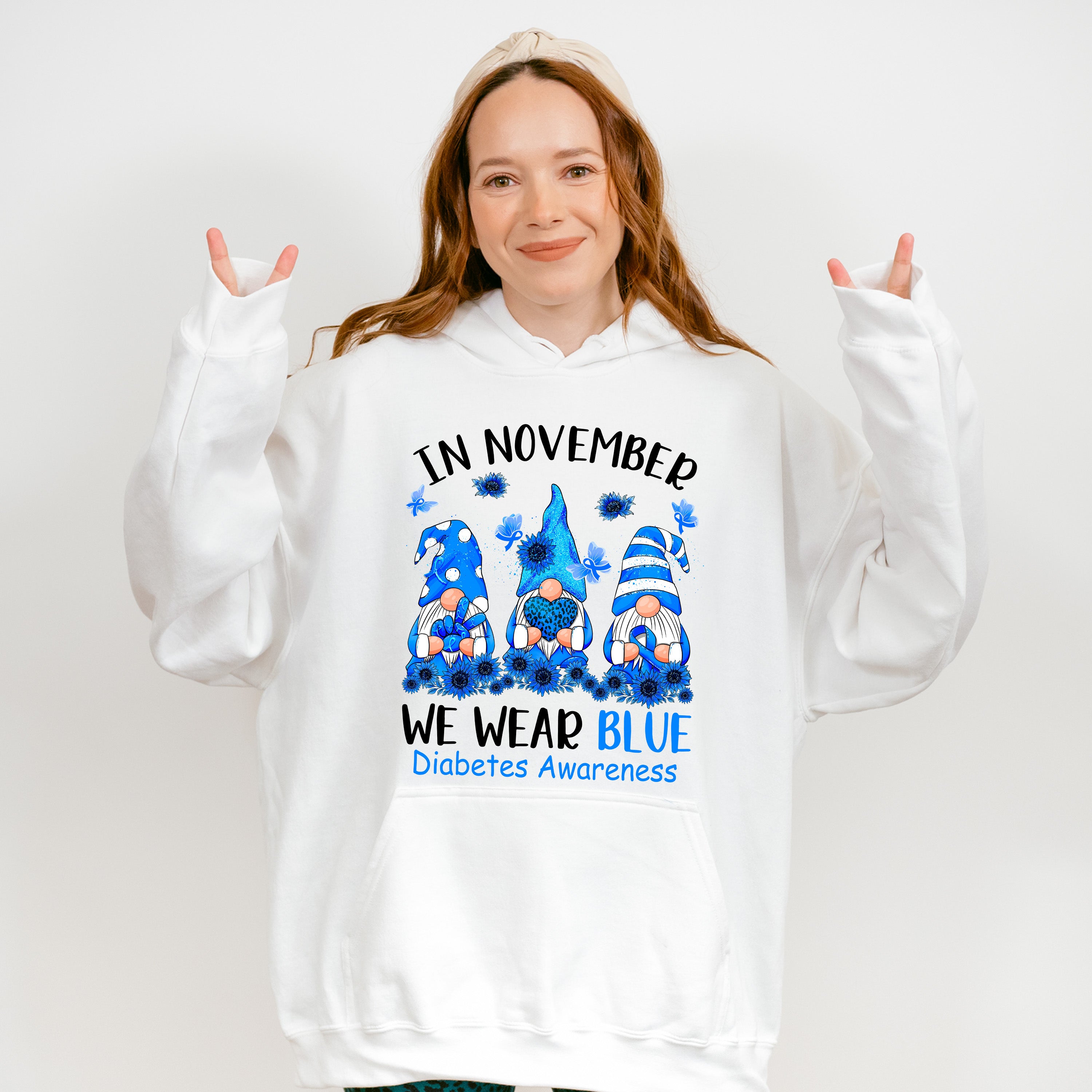In November We Wear Blue Gnomes - Diabetes Unisex Crewneck T-Shirt Sweatshirt Hoodie