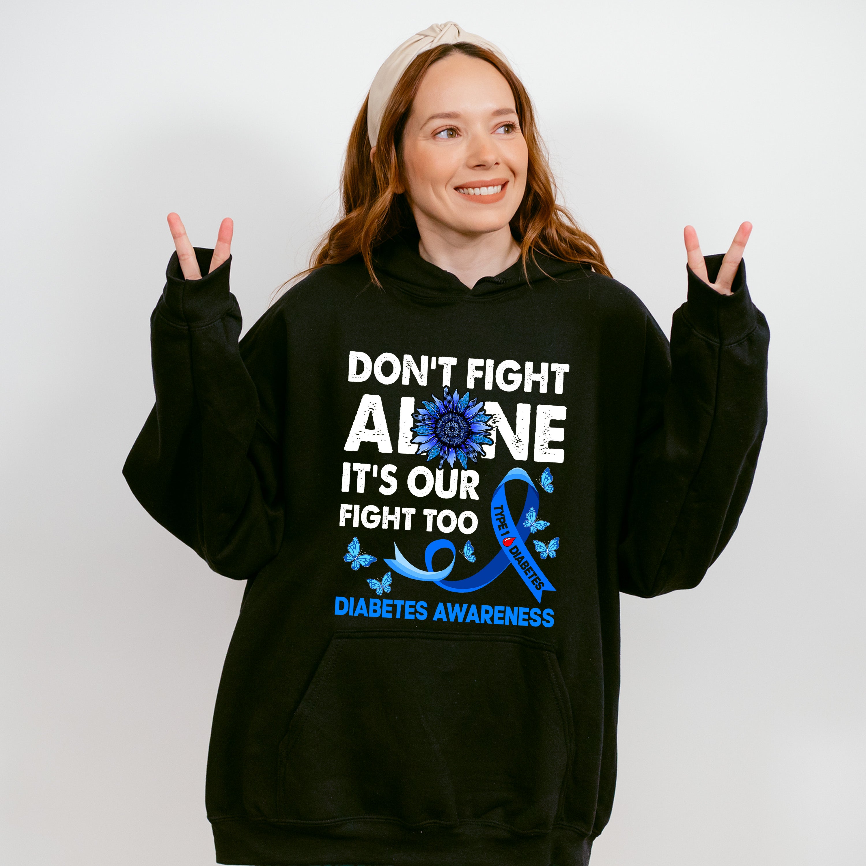 Don't Fight Alone - Diabetes Unisex Crewneck T-Shirt Sweatshirt Hoodie