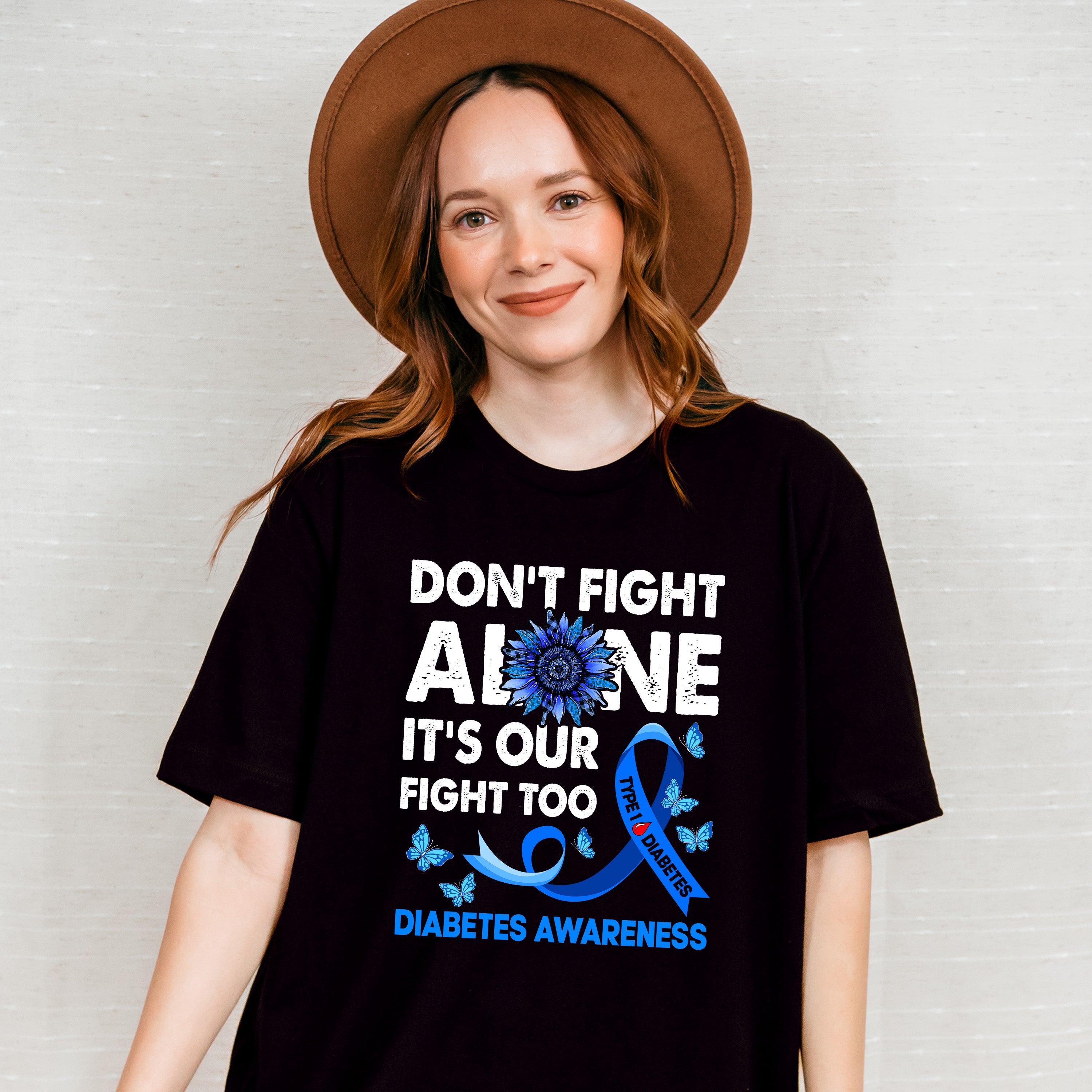 Don't Fight Alone - Diabetes Unisex Crewneck T-Shirt Sweatshirt Hoodie