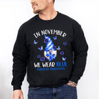 November We Wear Blue Gnome - Diabetes Unisex Crewneck T-Shirt Sweatshirt Hoodie