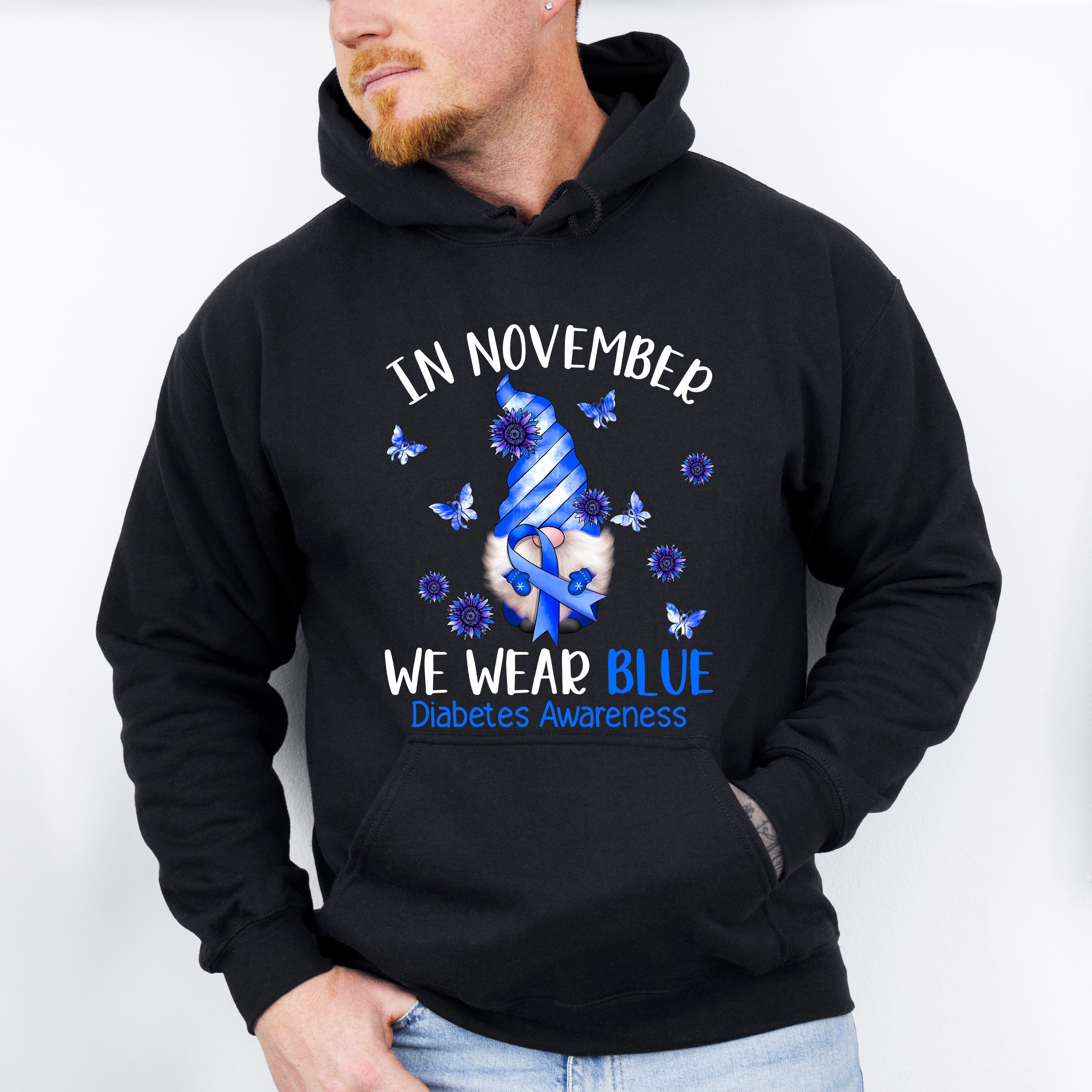 November We Wear Blue Gnome - Diabetes Unisex Crewneck T-Shirt Sweatshirt Hoodie