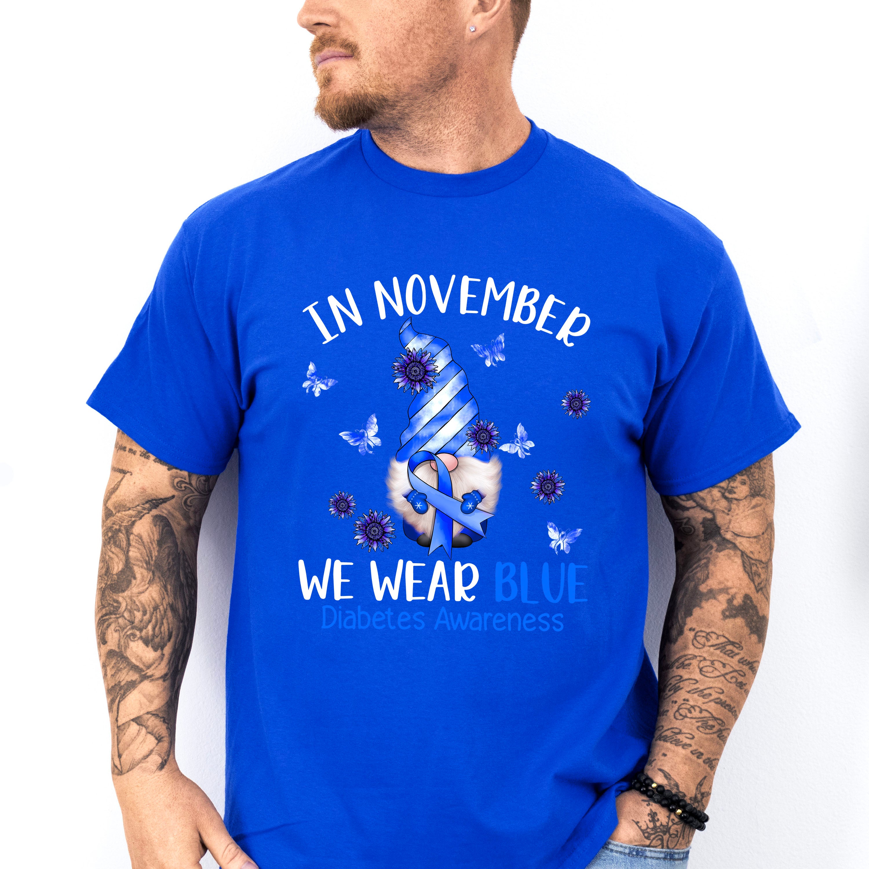 November We Wear Blue Gnome - Diabetes Unisex Crewneck T-Shirt Sweatshirt Hoodie