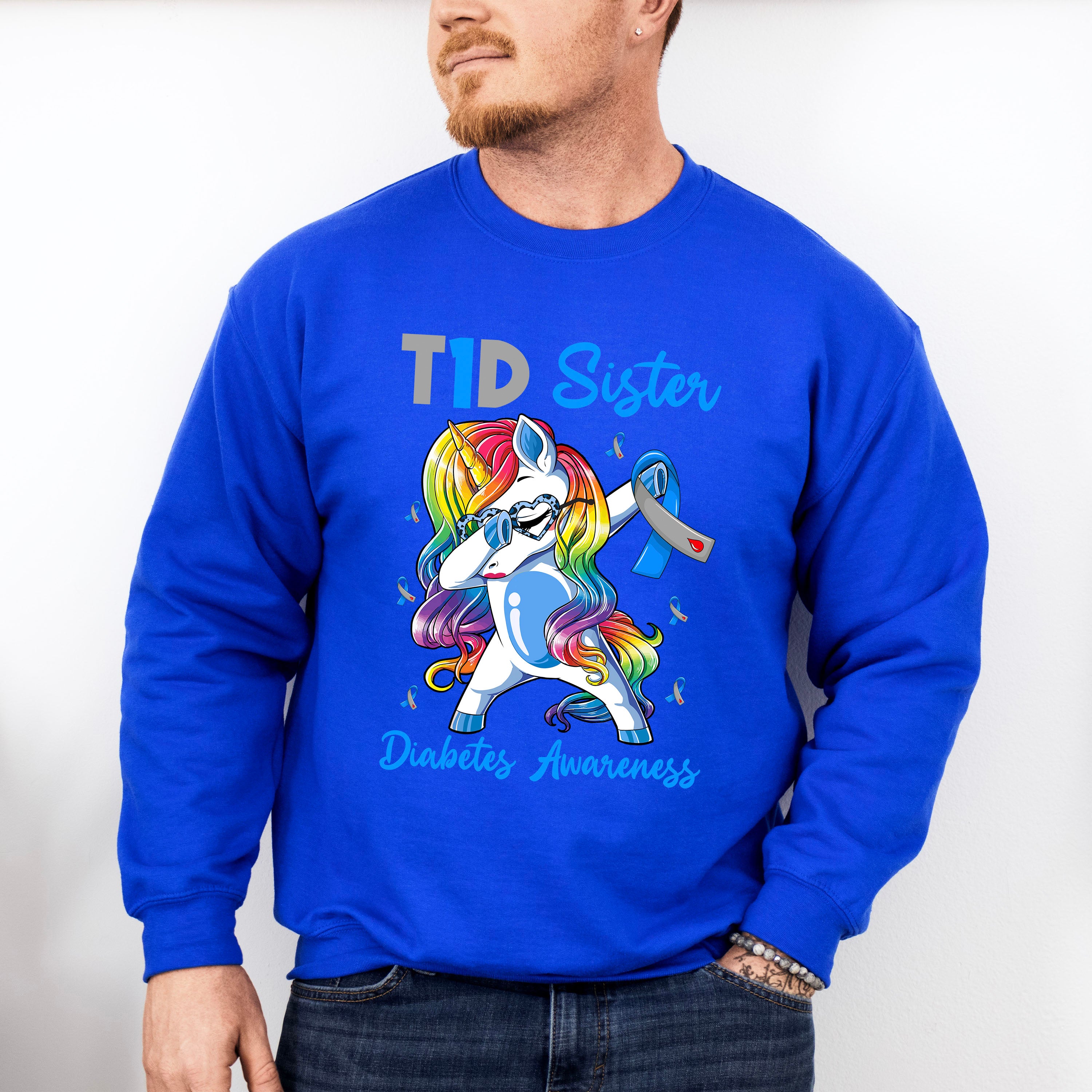 Type 1 Diabetes Sister Pony Design - Diabetes Unisex Crewneck T-Shirt Sweatshirt Hoodie