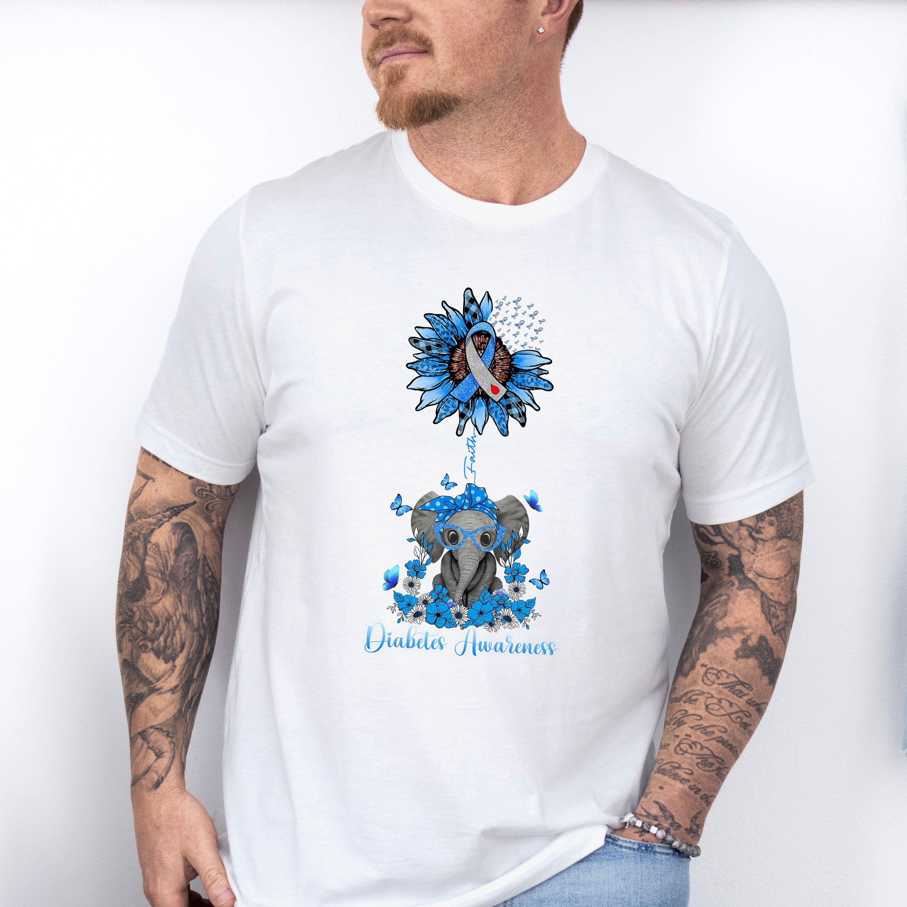 Diabetes Awareness Elephant Design - Diabetes Unisex Crewneck T-Shirt Sweatshirt Hoodie