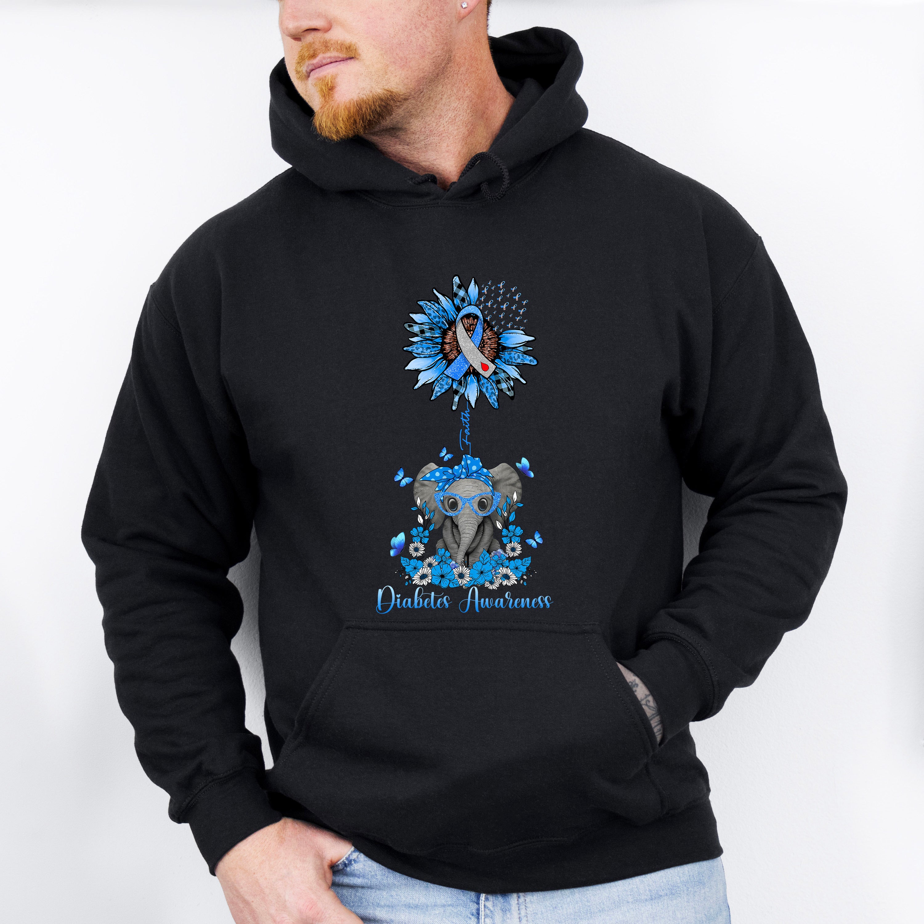 Diabetes Awareness Elephant Design - Diabetes Unisex Crewneck T-Shirt Sweatshirt Hoodie