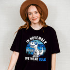 In November We Wear Blue Dinosaur - Diabetes Unisex Crewneck T-Shirt Sweatshirt Hoodie