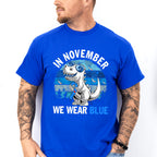 In November We Wear Blue Dinosaur - Diabetes Unisex Crewneck T-Shirt Sweatshirt Hoodie