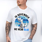 In November We Wear Blue Dinosaur - Diabetes Unisex Crewneck T-Shirt Sweatshirt Hoodie