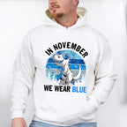 In November We Wear Blue Dinosaur - Diabetes Unisex Crewneck T-Shirt Sweatshirt Hoodie