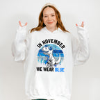 In November We Wear Blue Dinosaur - Diabetes Unisex Crewneck T-Shirt Sweatshirt Hoodie