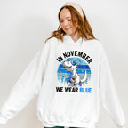 In November We Wear Blue Dinosaur - Diabetes Unisex Crewneck T-Shirt Sweatshirt Hoodie