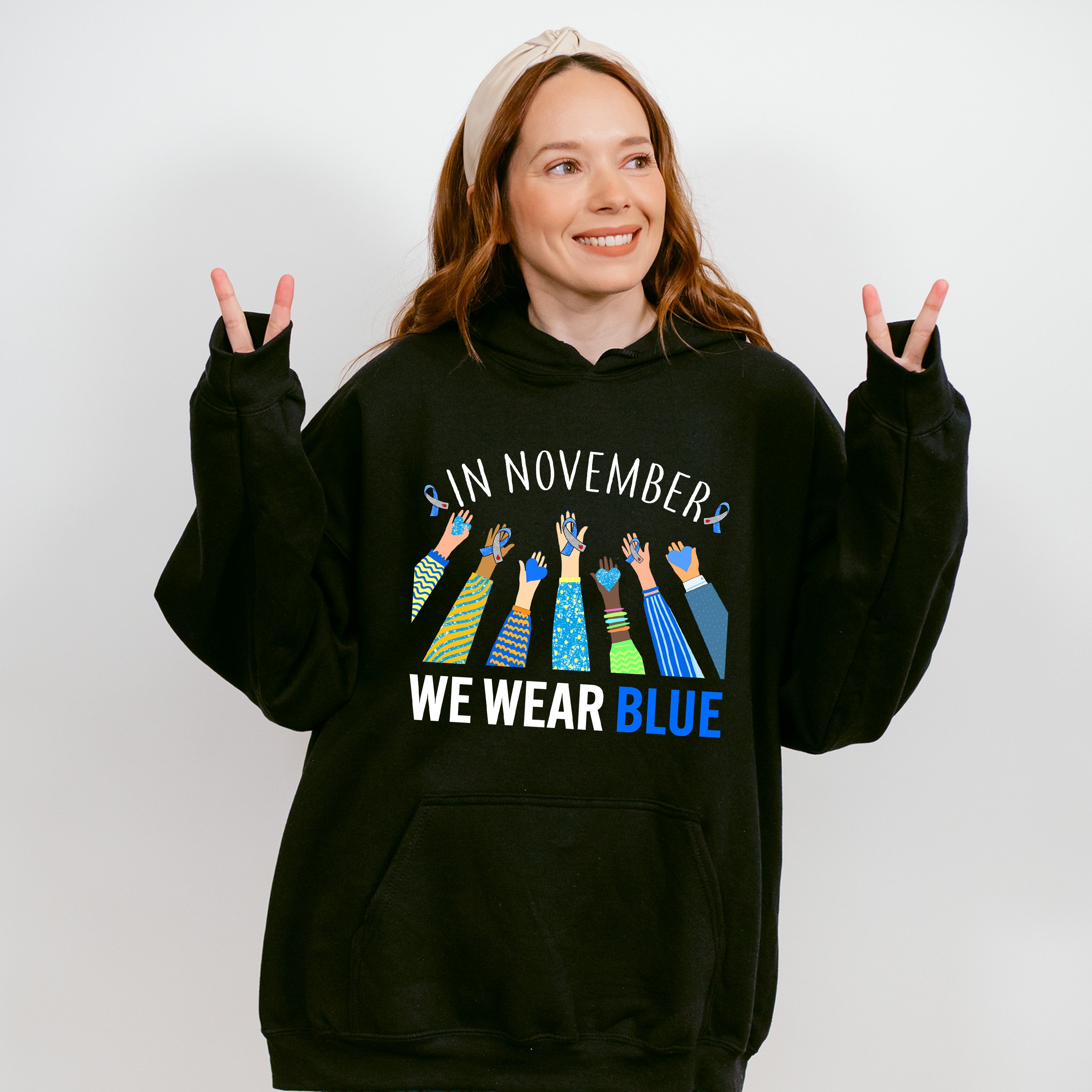In November We Wear Blue Design - Diabetes Unisex Crewneck T-Shirt Sweatshirt Hoodie