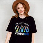 In November We Wear Blue Design - Diabetes Unisex Crewneck T-Shirt Sweatshirt Hoodie