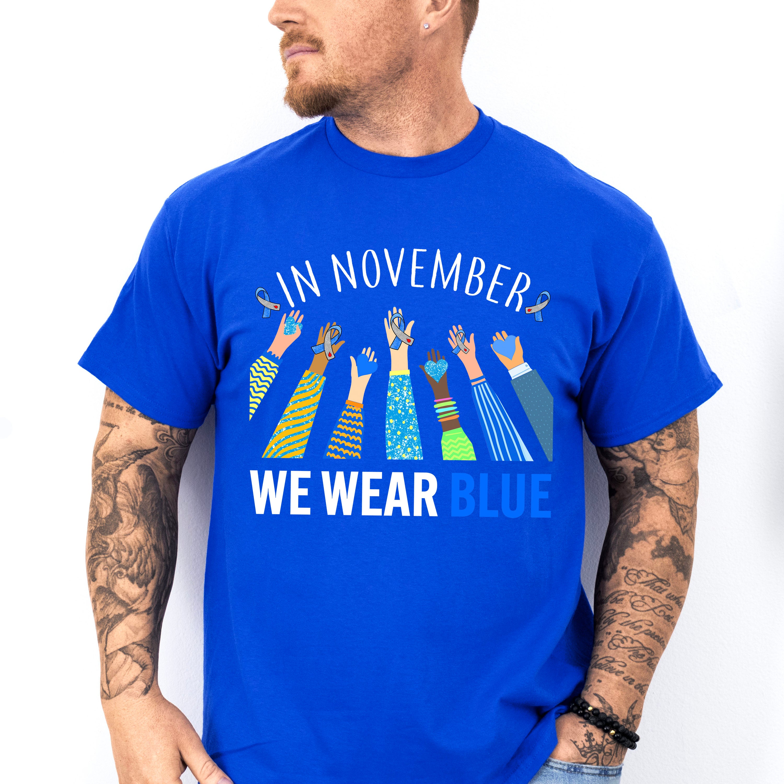 In November We Wear Blue Design - Diabetes Unisex Crewneck T-Shirt Sweatshirt Hoodie