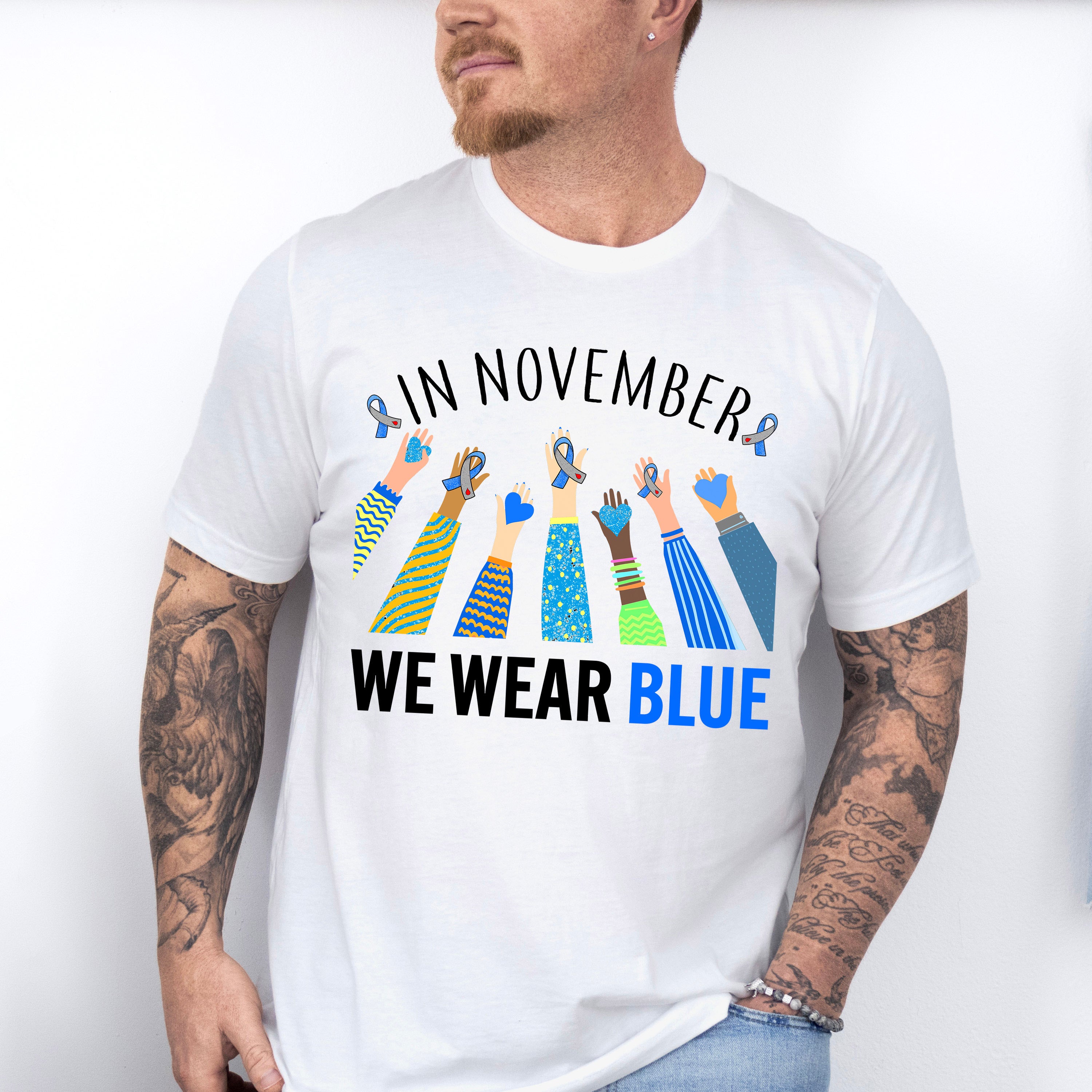 In November We Wear Blue Design - Diabetes Unisex Crewneck T-Shirt Sweatshirt Hoodie