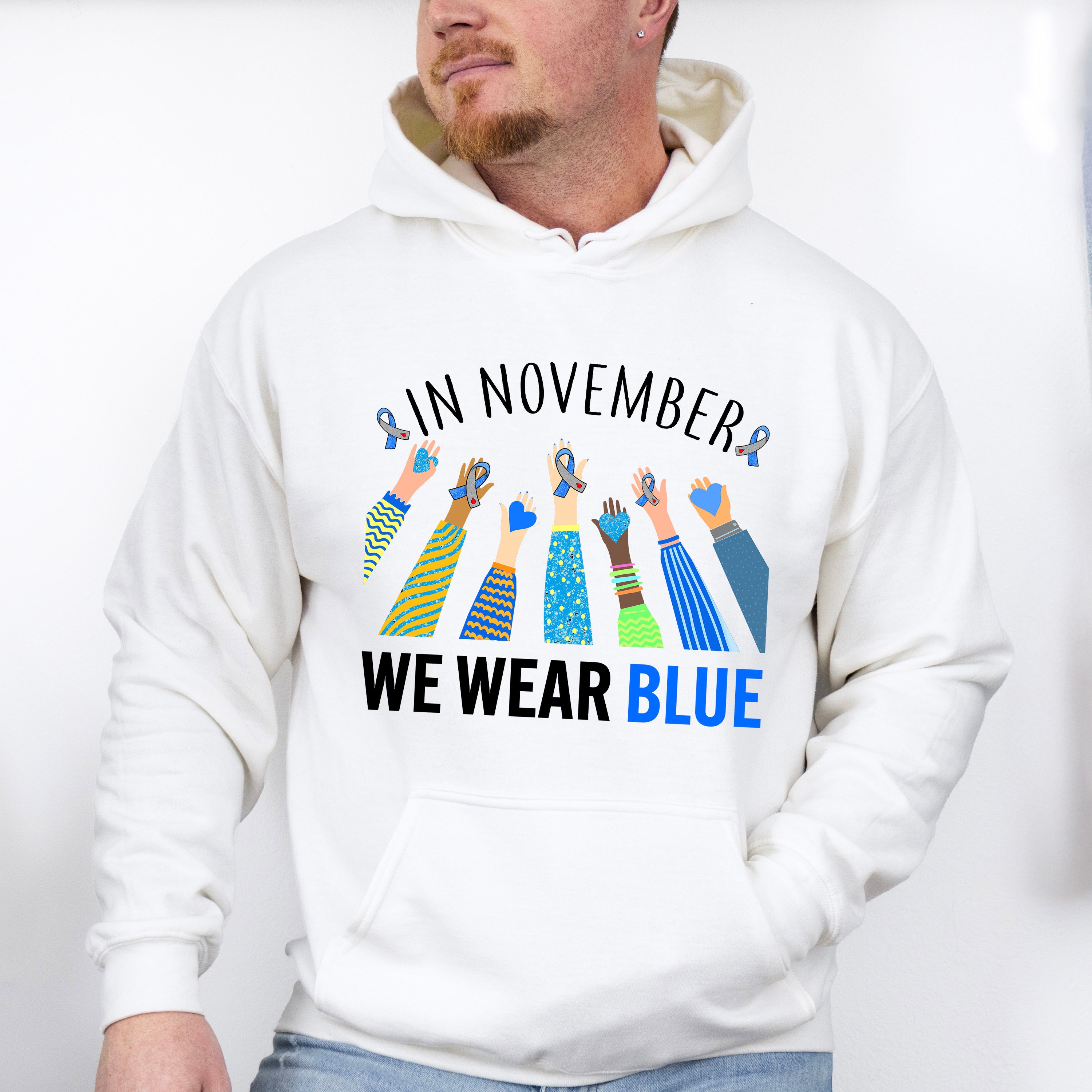 In November We Wear Blue Design - Diabetes Unisex Crewneck T-Shirt Sweatshirt Hoodie