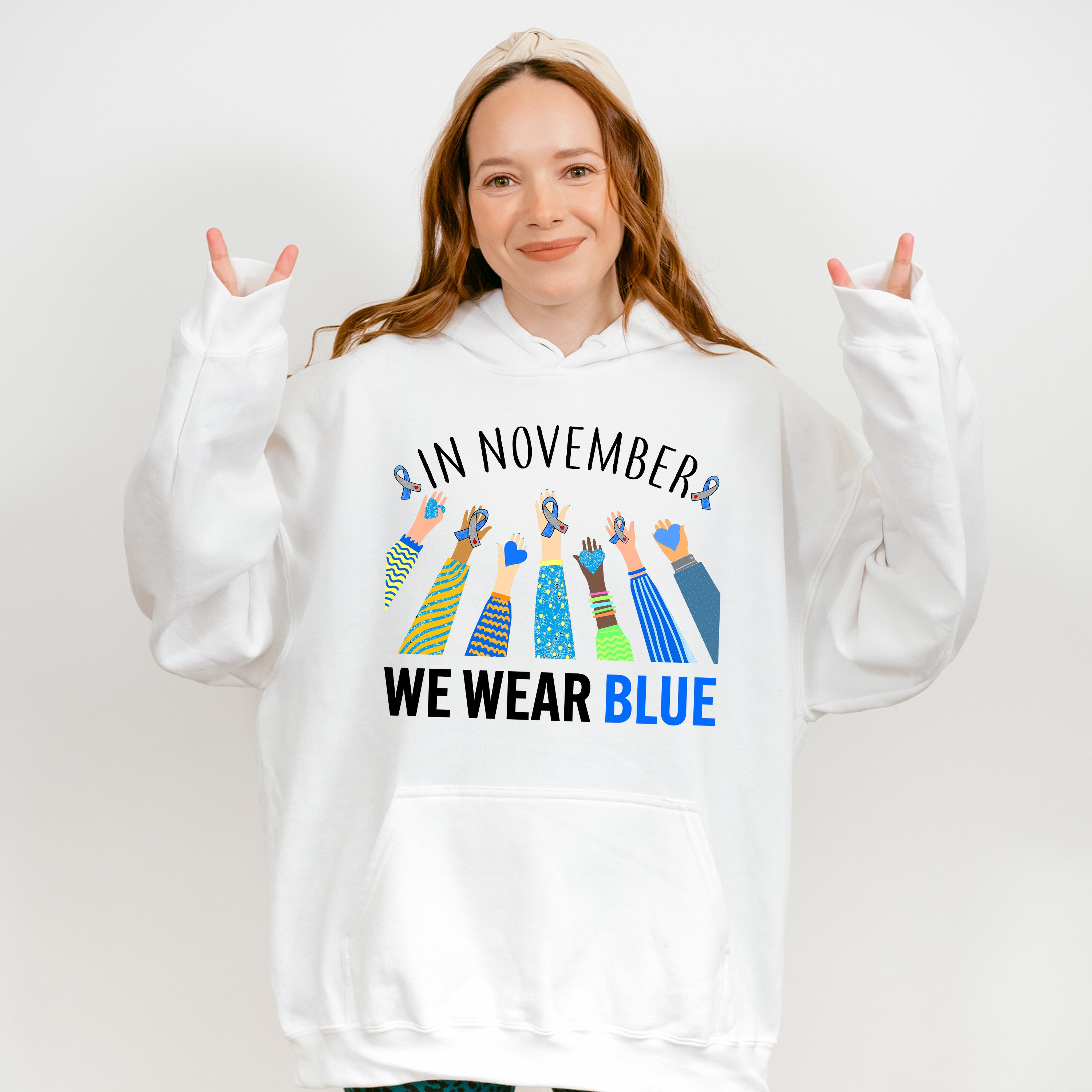 In November We Wear Blue Design - Diabetes Unisex Crewneck T-Shirt Sweatshirt Hoodie