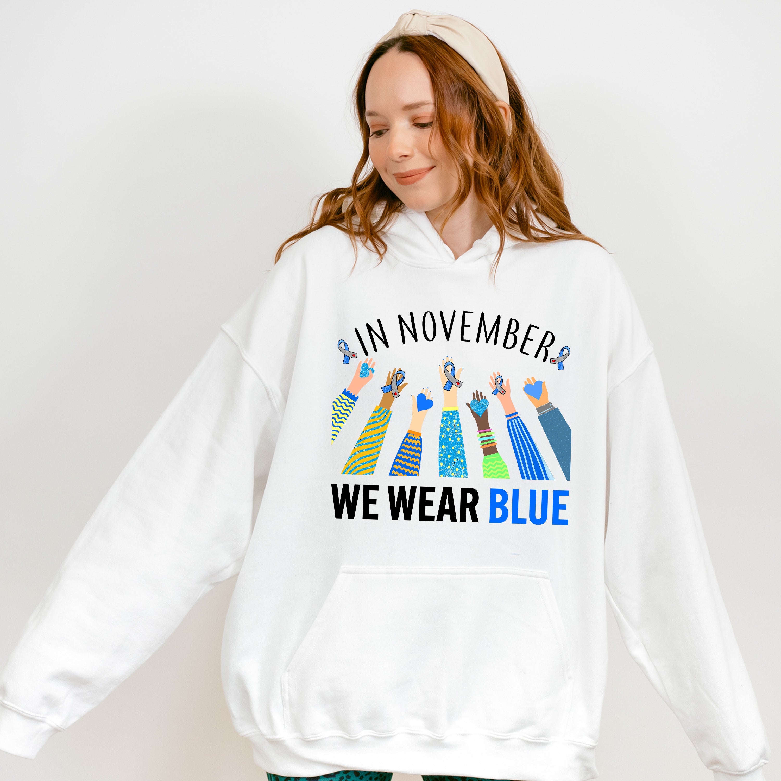 In November We Wear Blue Design - Diabetes Unisex Crewneck T-Shirt Sweatshirt Hoodie