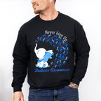 Never Give Up Elephant Design - Diabetes Unisex Crewneck T-Shirt Sweatshirt Hoodie