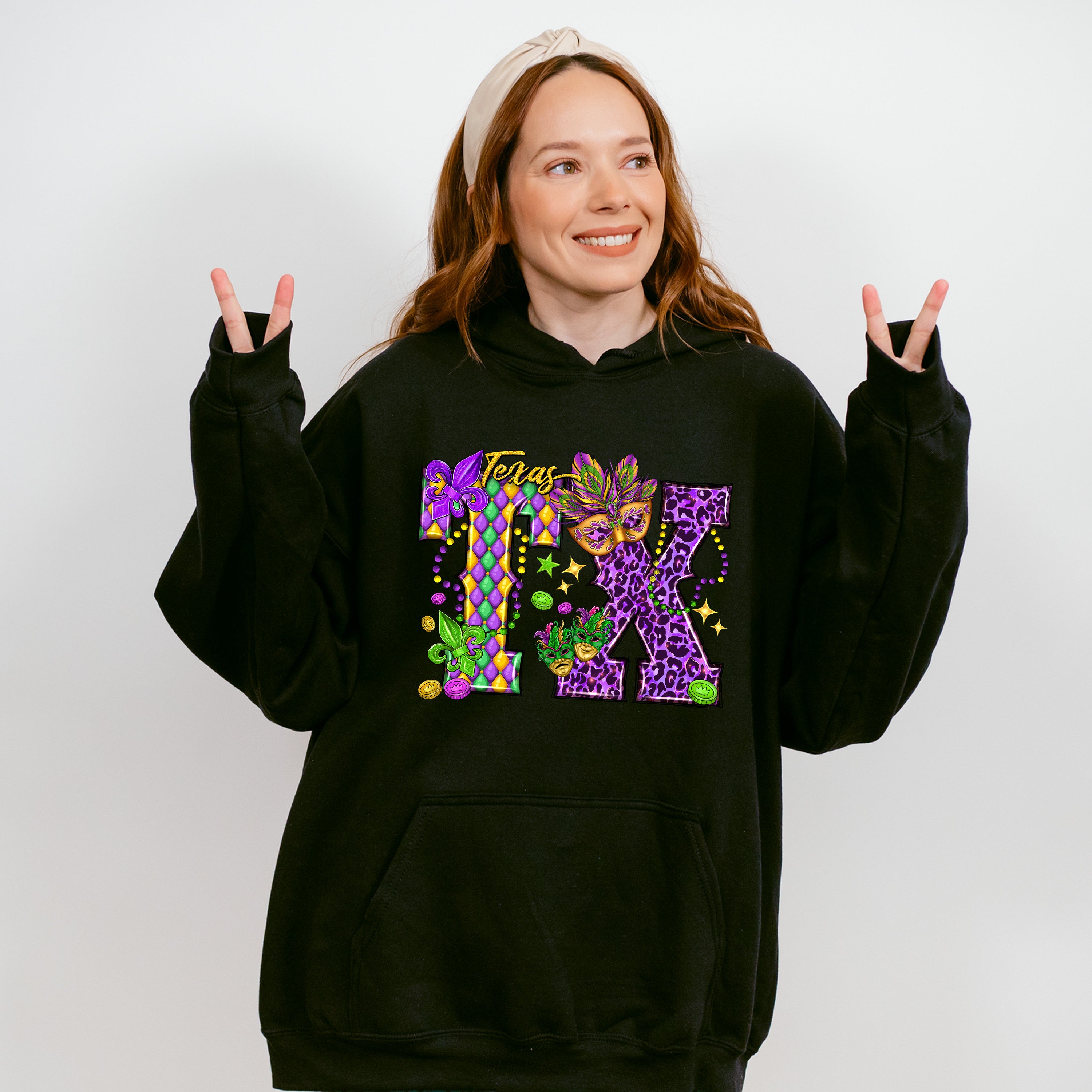 Texas TX Mardi Gras Design - Mardi Gras Unisex Crewneck T-Shirt Sweatshirt Hoodie