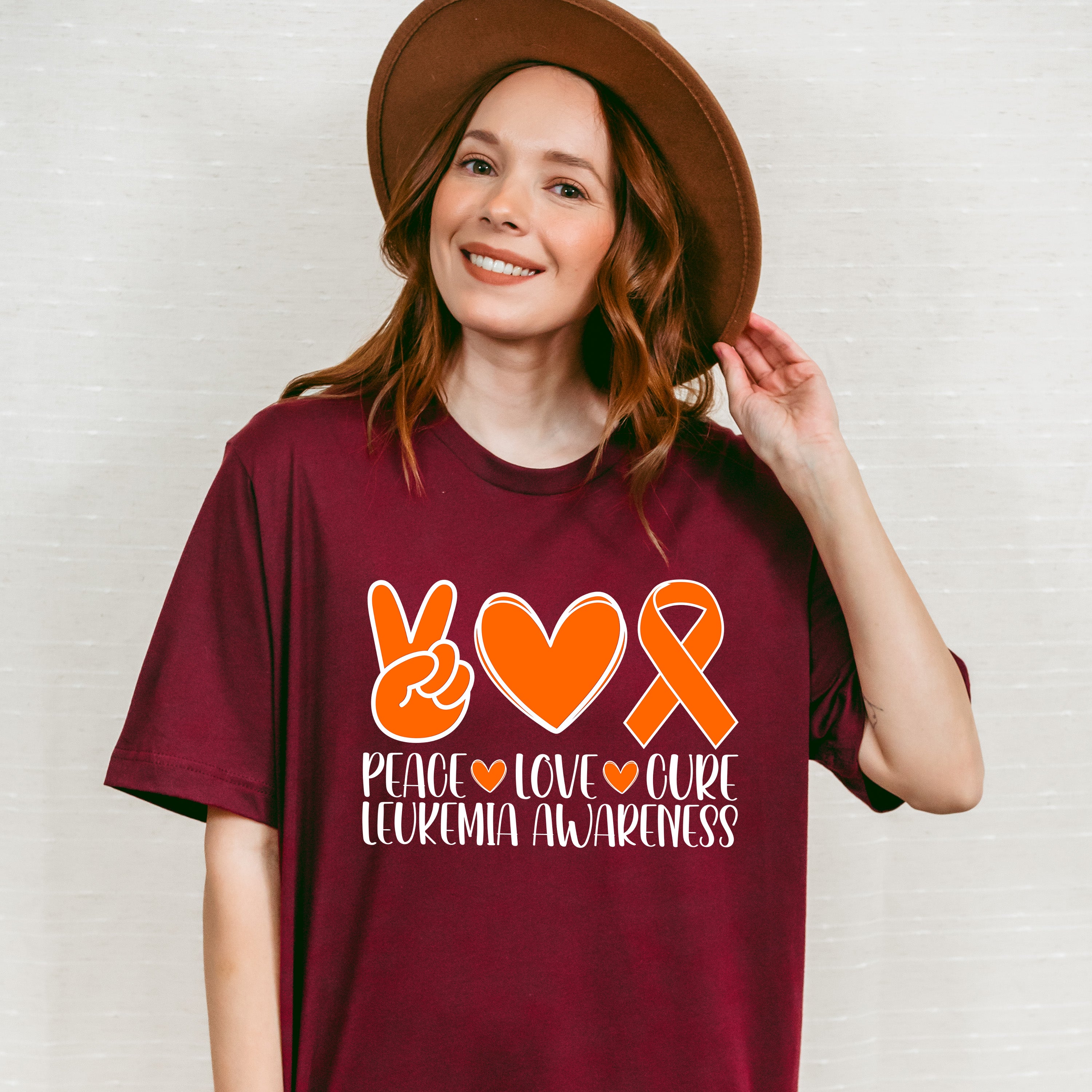 Peace Love Cure Leukemia Awareness - Leukemia Unisex Crewneck T-Shirt Sweatshirt Hoodie