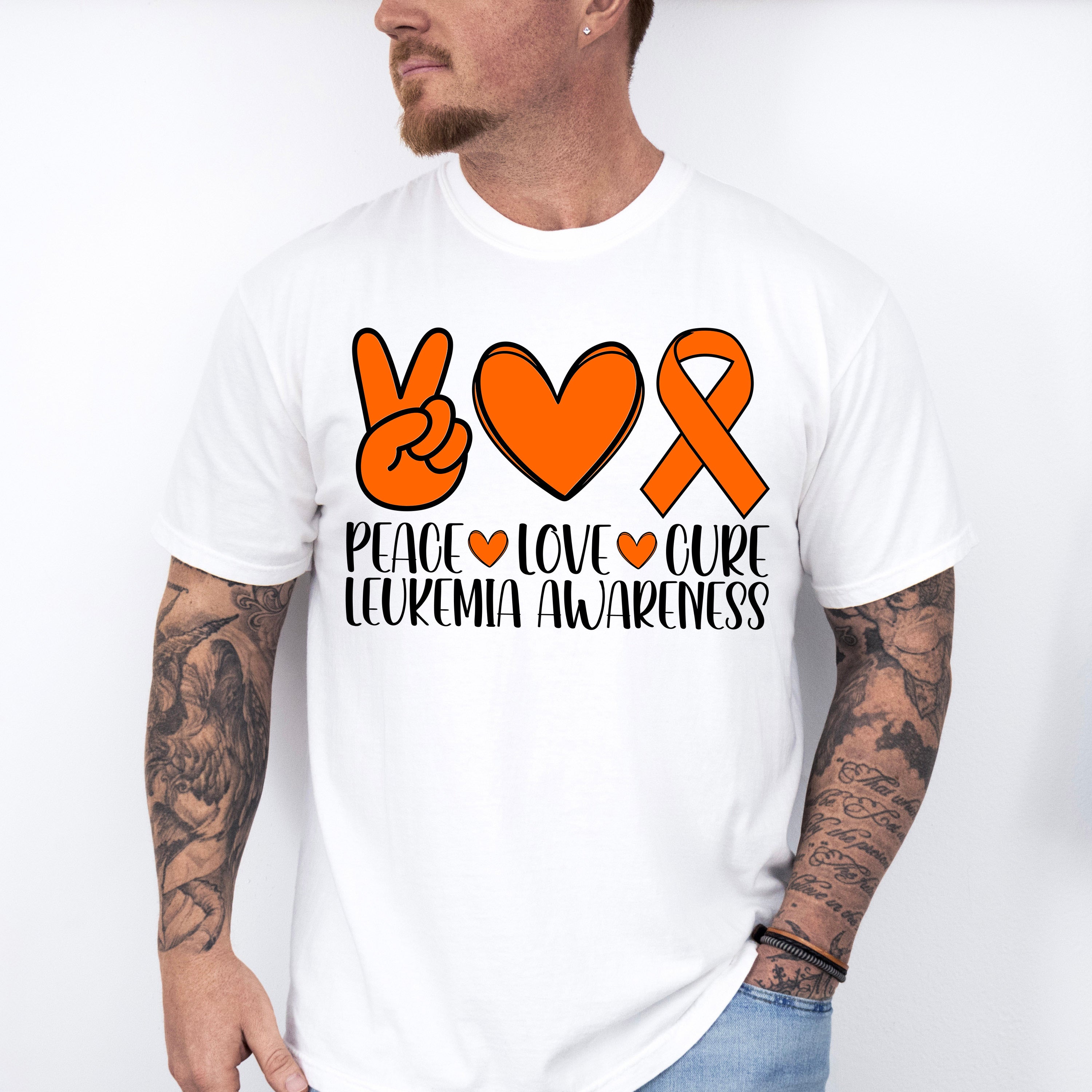 Peace Love Cure Leukemia Awareness - Leukemia Unisex Crewneck T-Shirt Sweatshirt Hoodie
