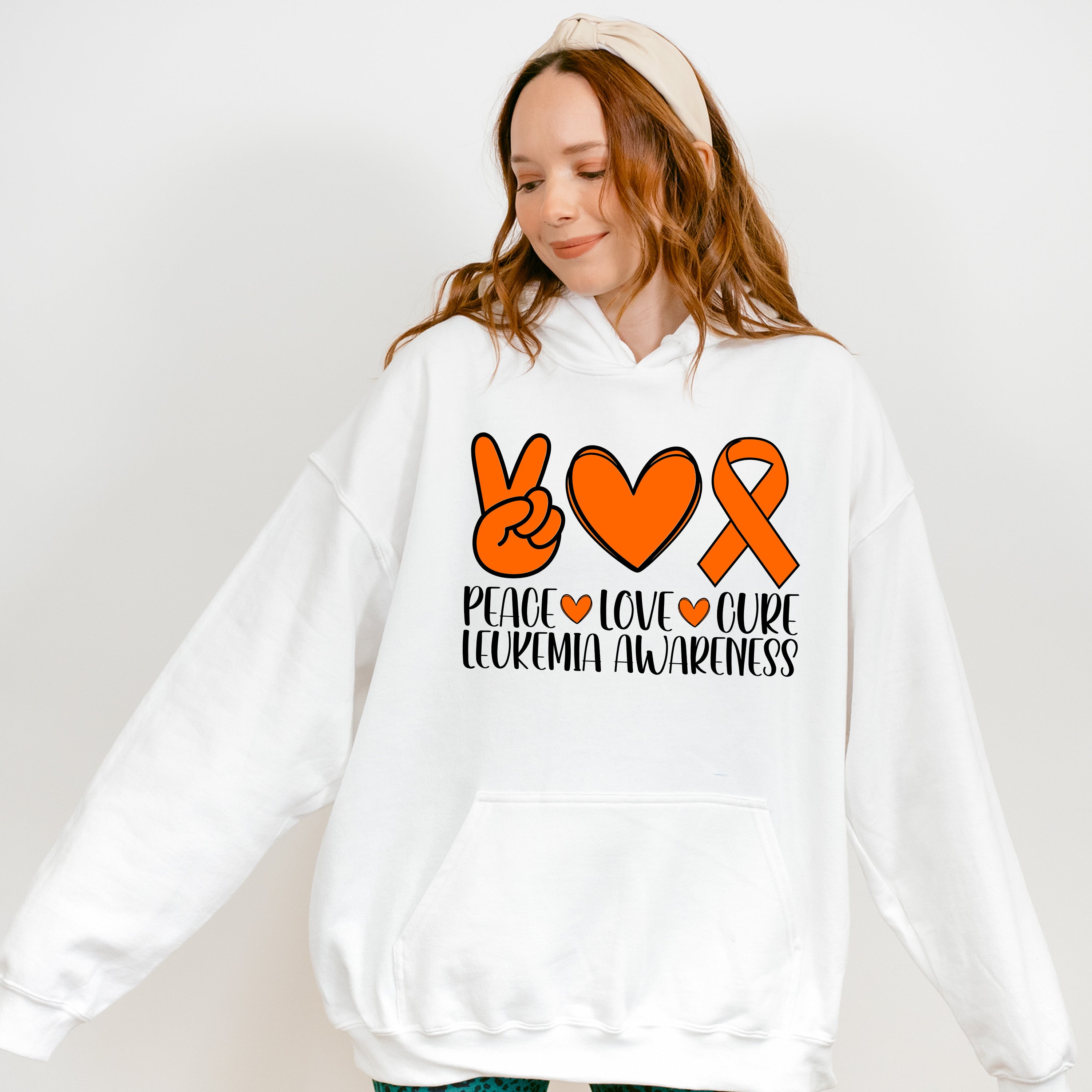 Peace Love Cure Leukemia Awareness - Leukemia Unisex Crewneck T-Shirt Sweatshirt Hoodie