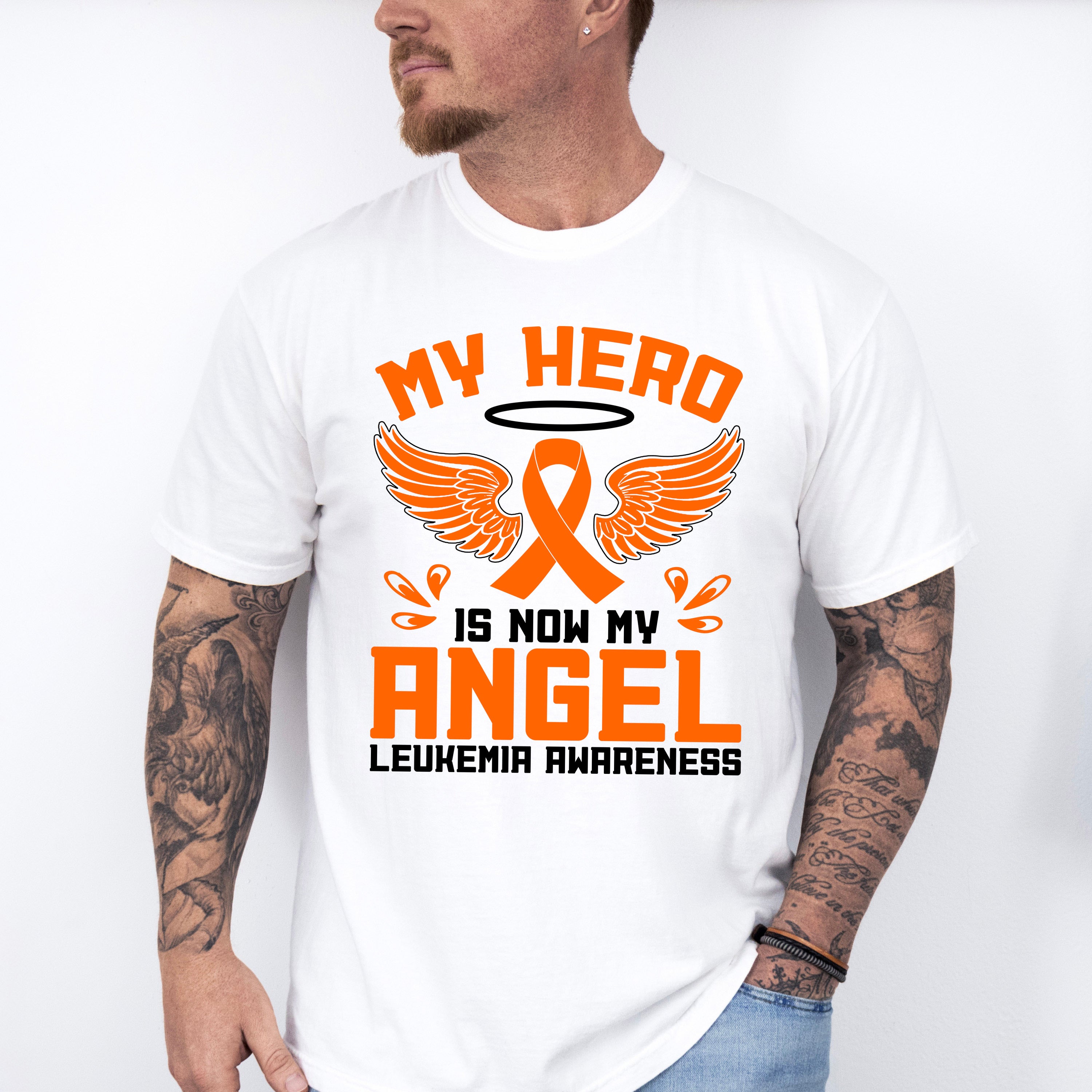 My Hero Is Now My Angel - Leukemia Unisex Crewneck T-Shirt Sweatshirt Hoodie