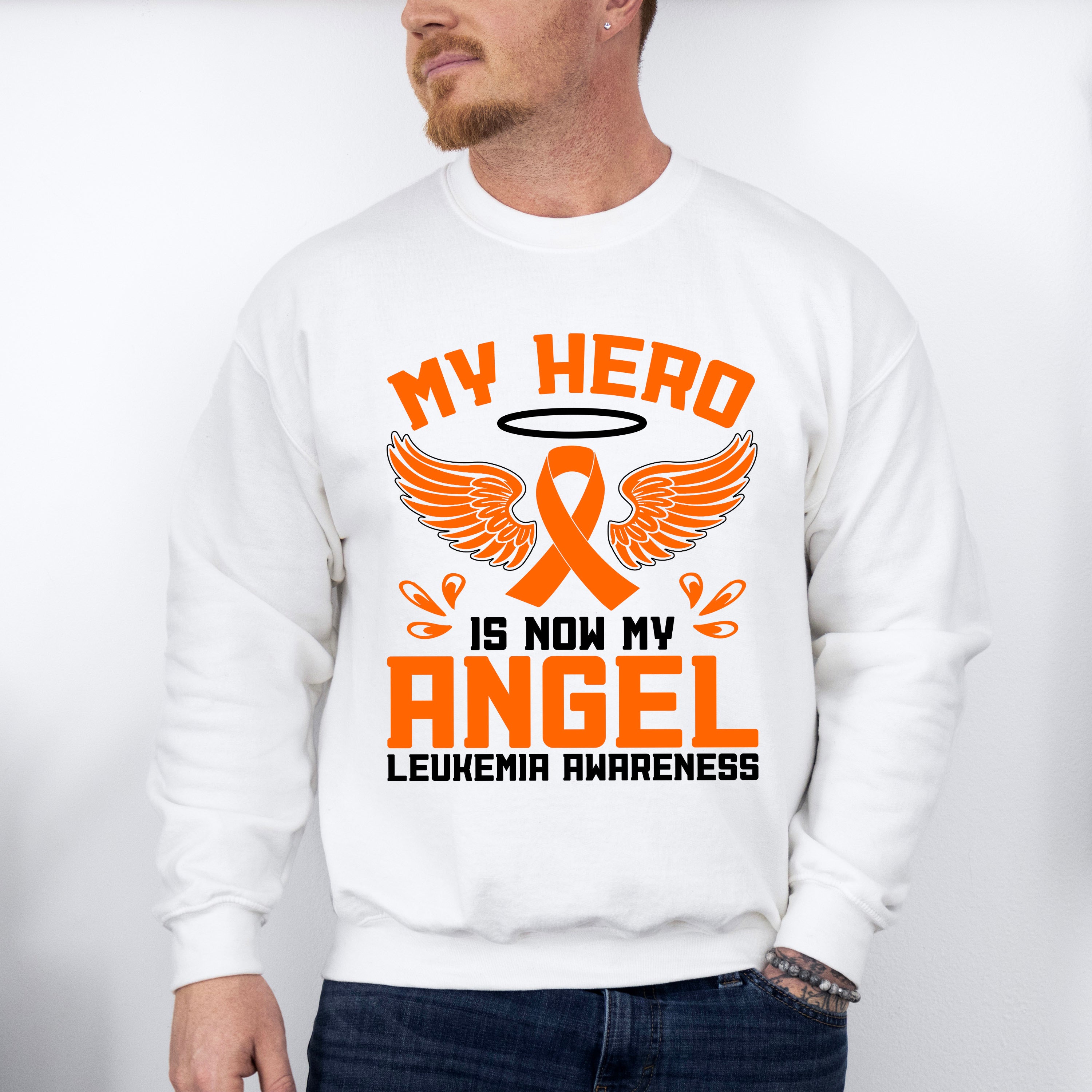 My Hero Is Now My Angel - Leukemia Unisex Crewneck T-Shirt Sweatshirt Hoodie
